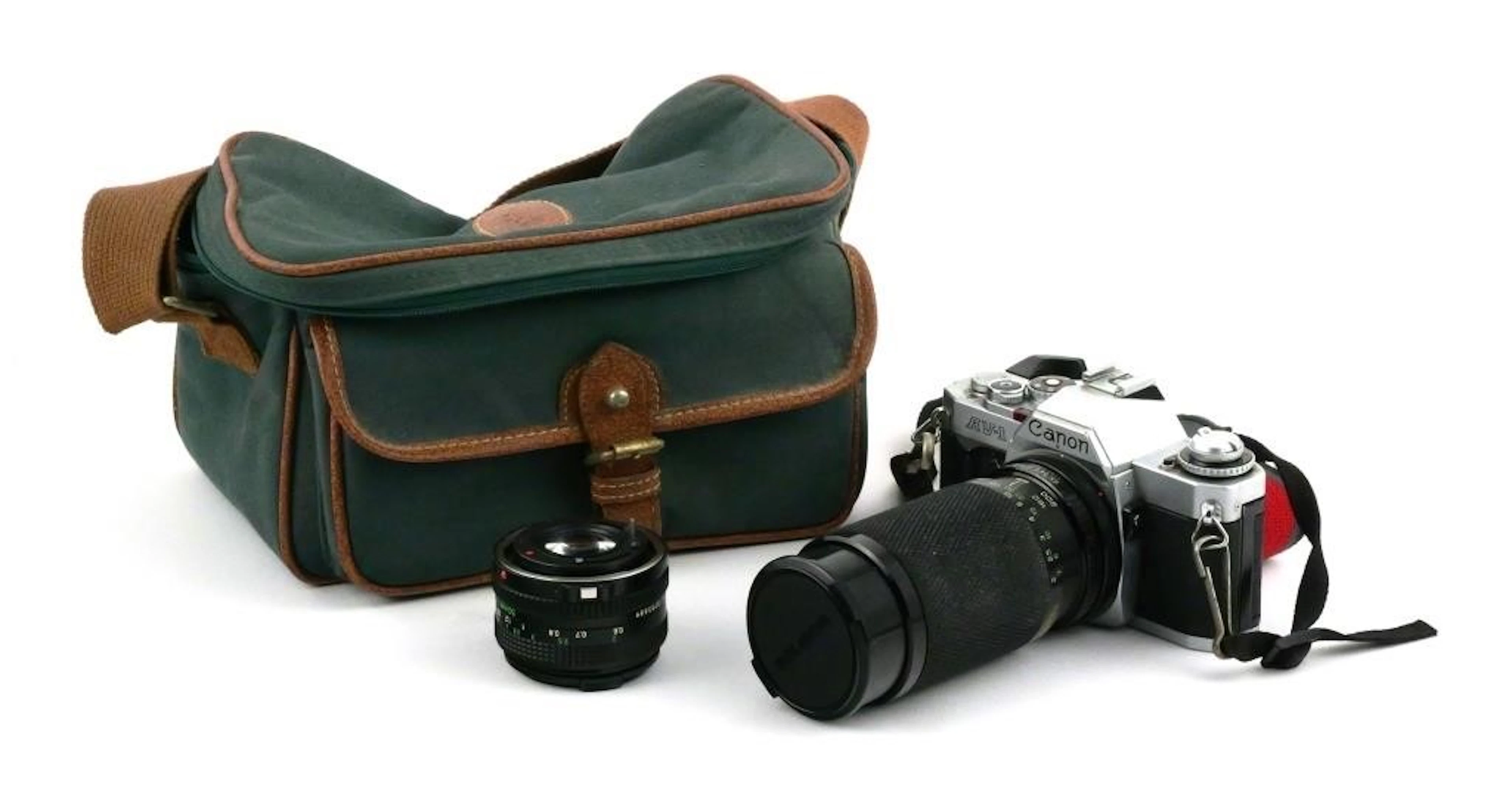 Canon AV-1 35mm SLR Camera w/ (2) Lenses