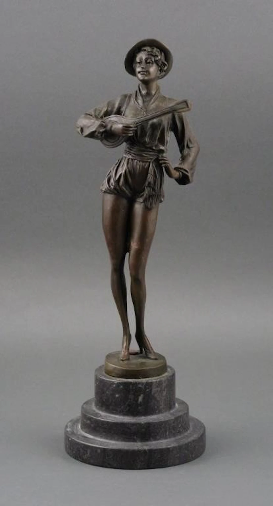 Signed Milo Bronze Female Mandolin Player