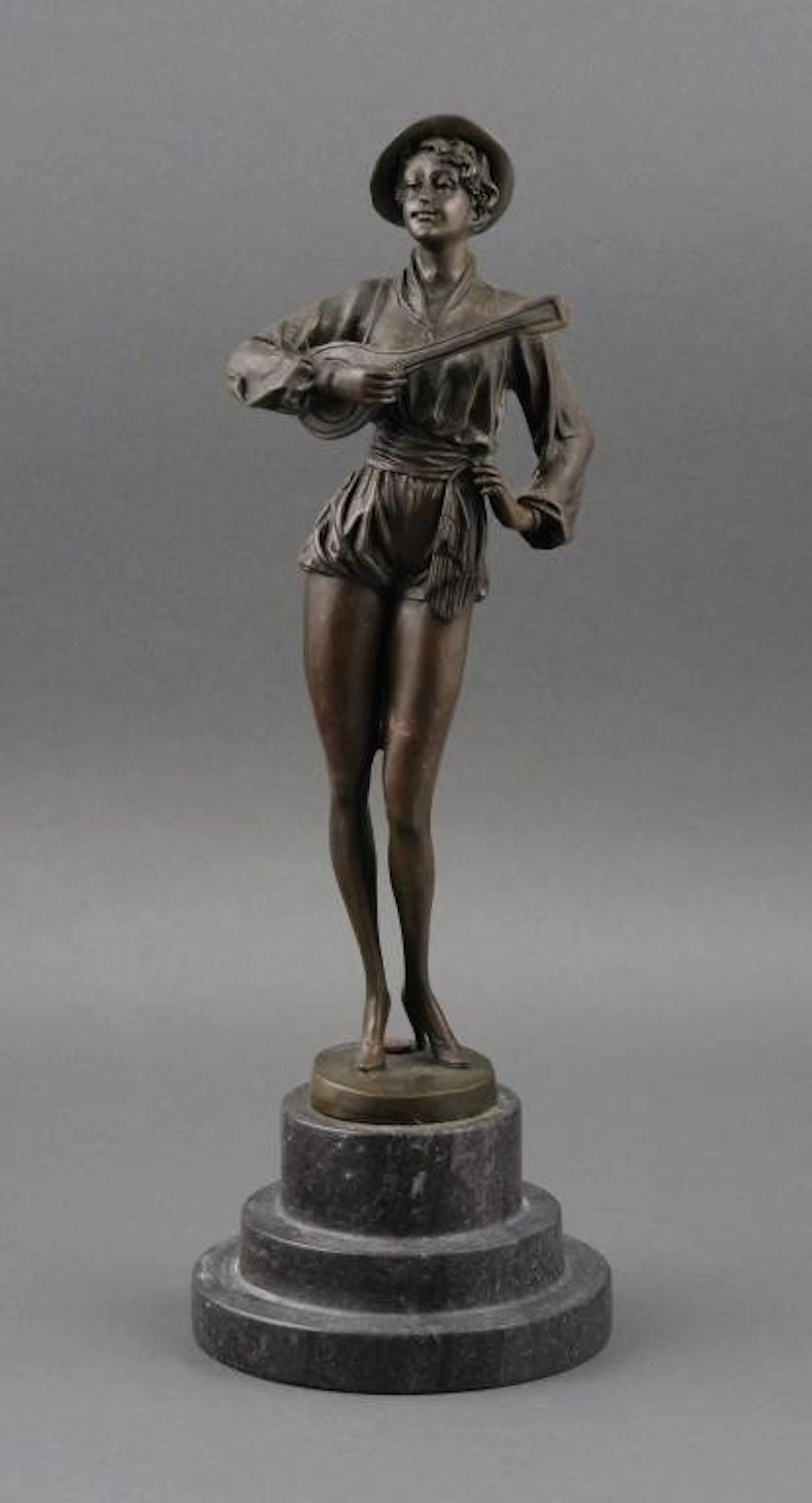 Signed Milo Bronze Female Mandolin Player
