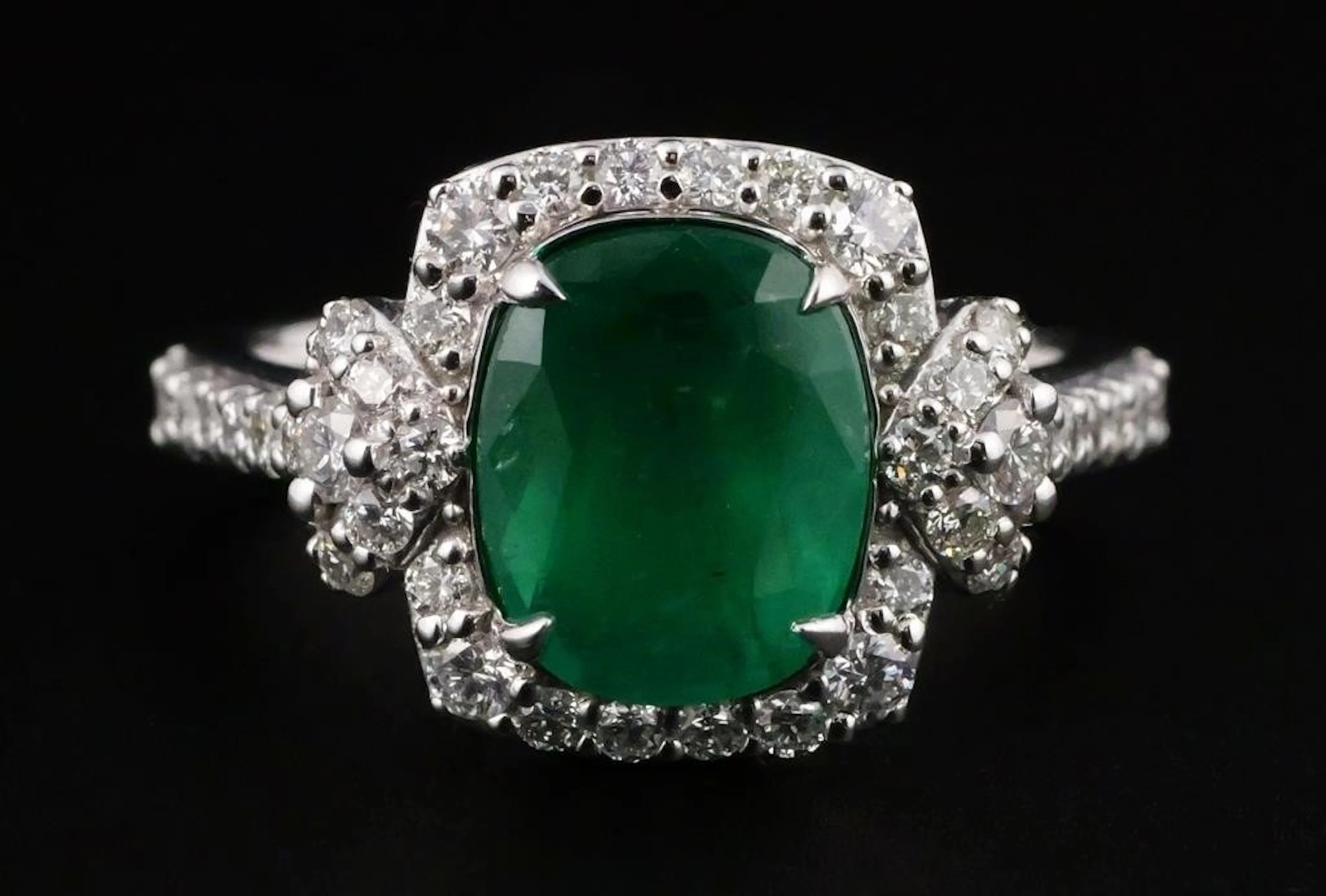 Platinum Emerald and Diamond Ring