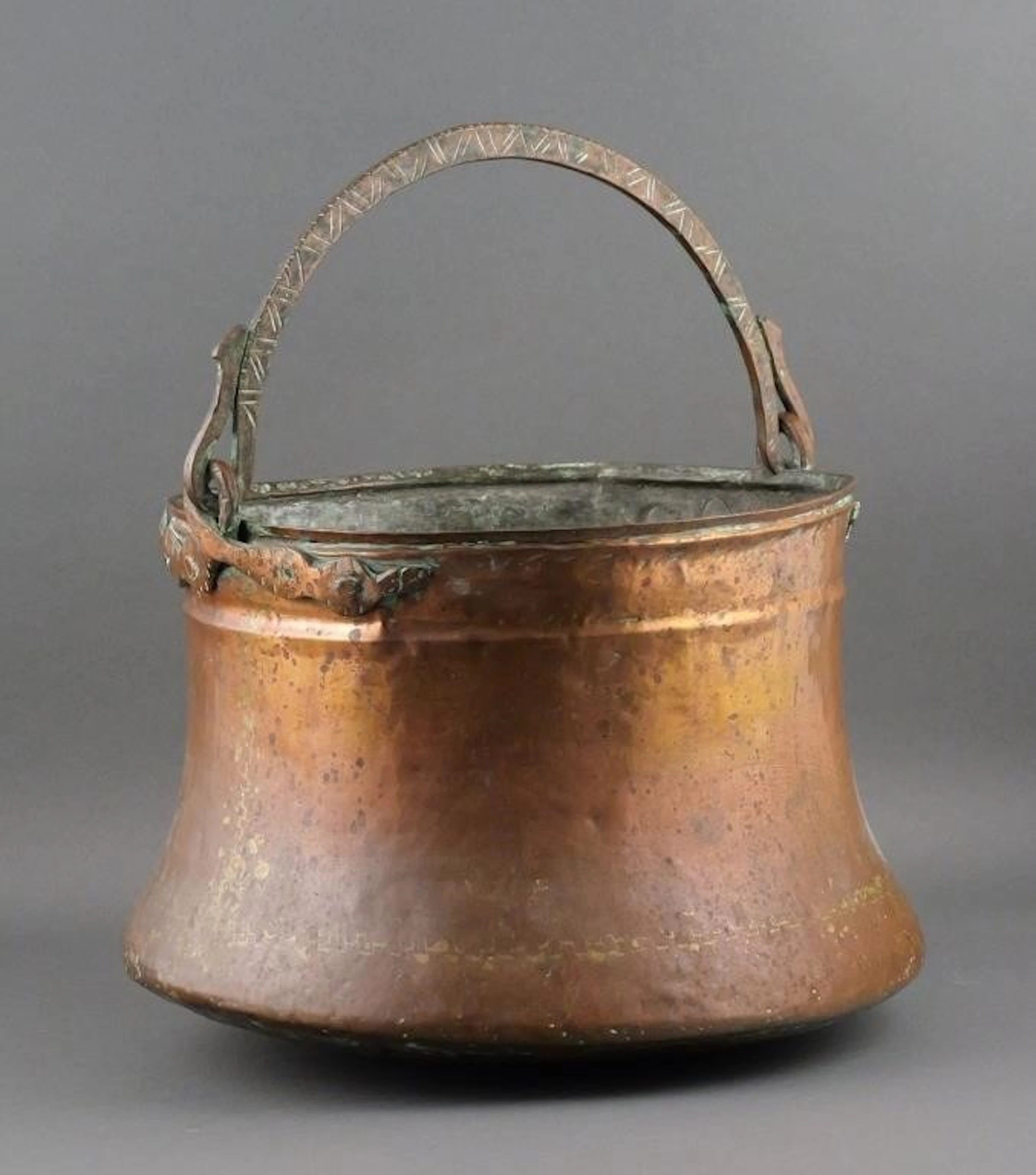 Antique Hammered Copper Cauldron Bucket
