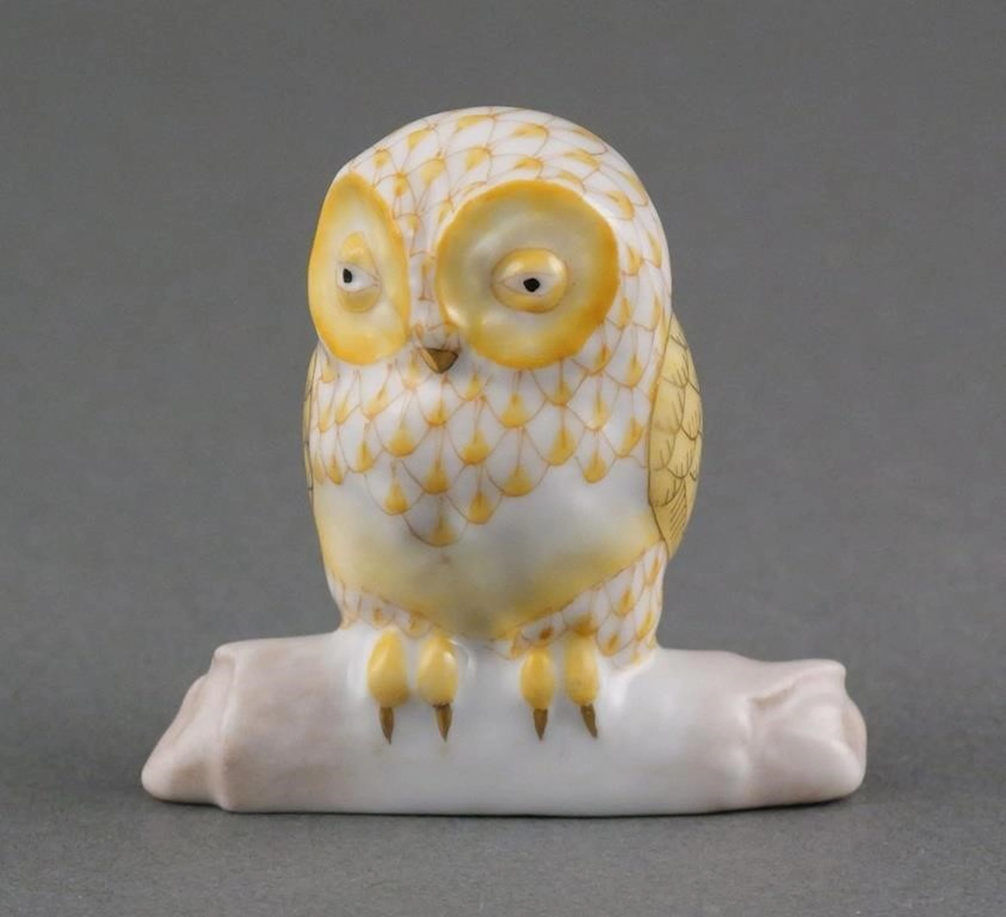Vintage Herend Hungary Owl Porcelain Fishnet