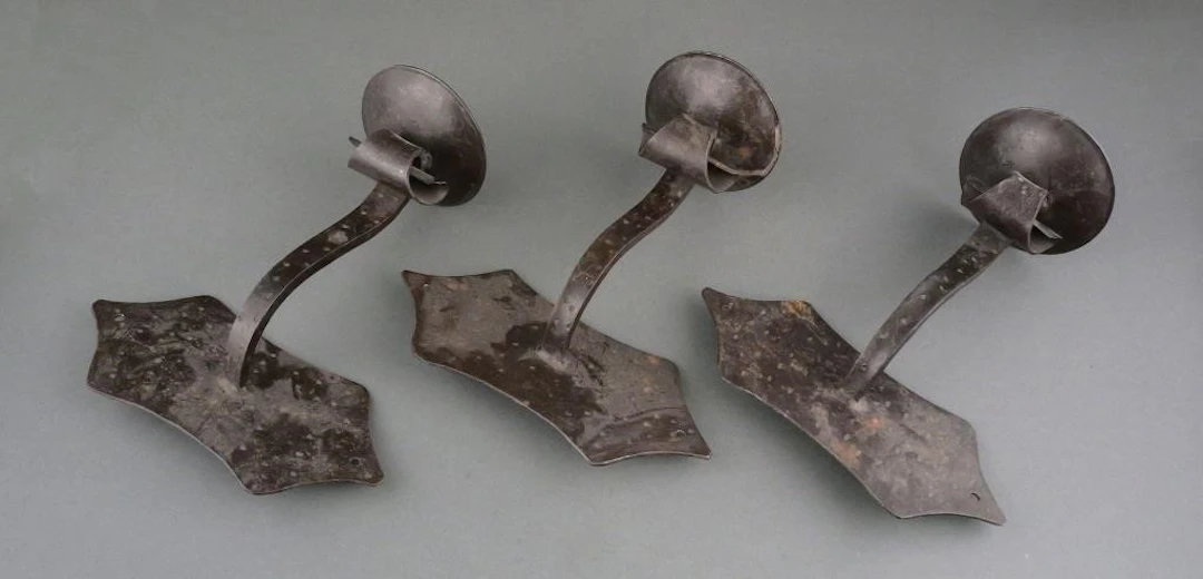 (3) Wrought Iron Hammered Wall Candle Sconces