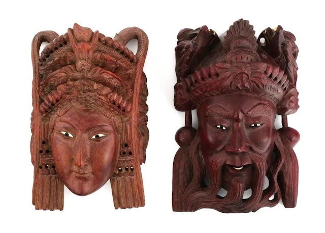 (2) Chinese Carved Wood Figural Wall Plaques