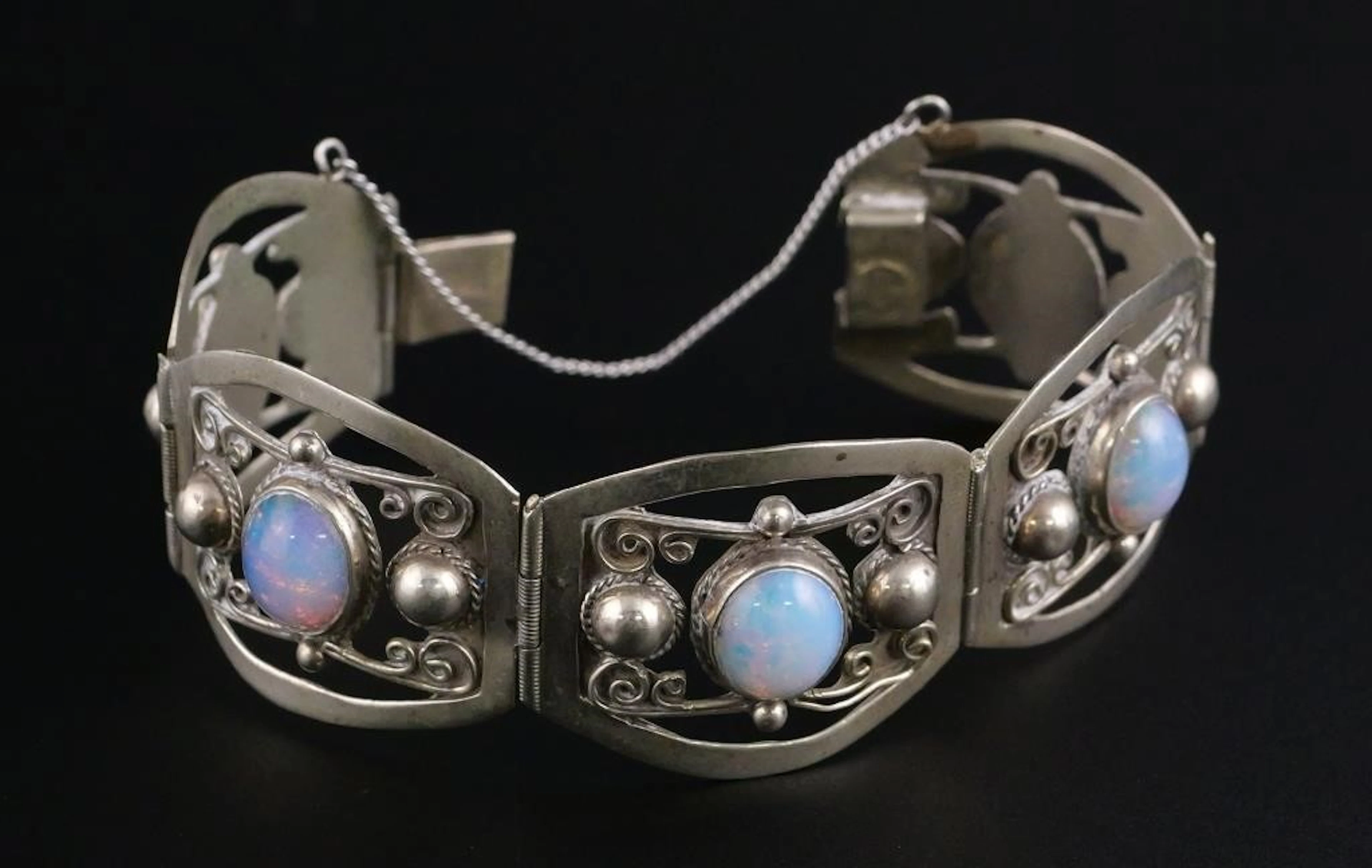Vintage Mexican Sterling Panel Bracelet