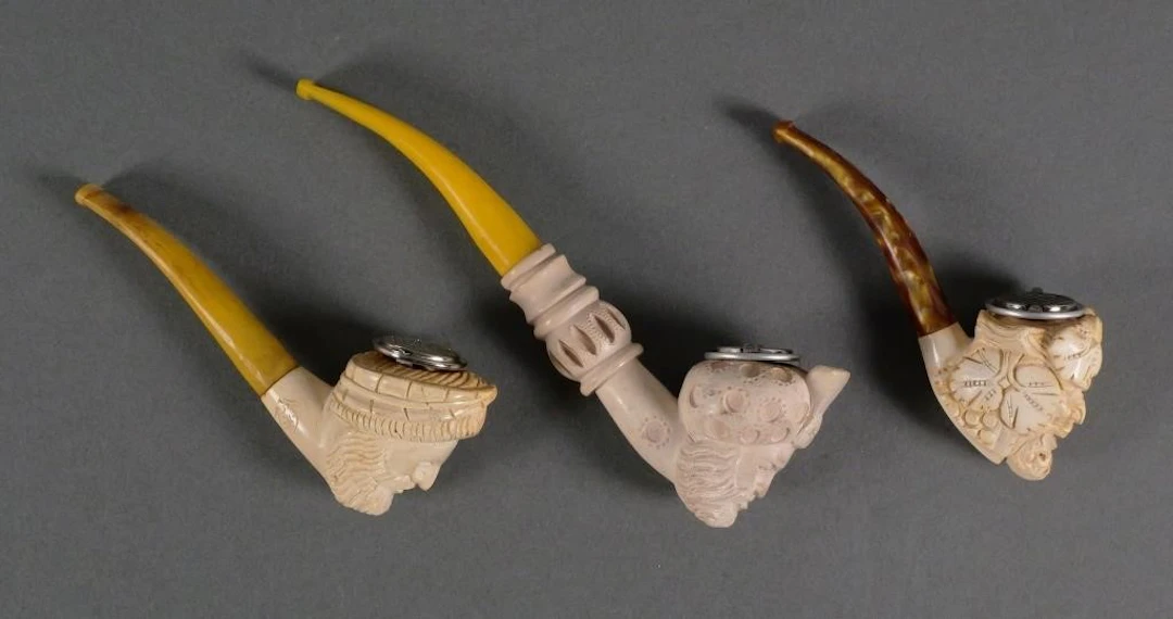 Vintage Hand-Carved Meerschaum Smoking Pipes