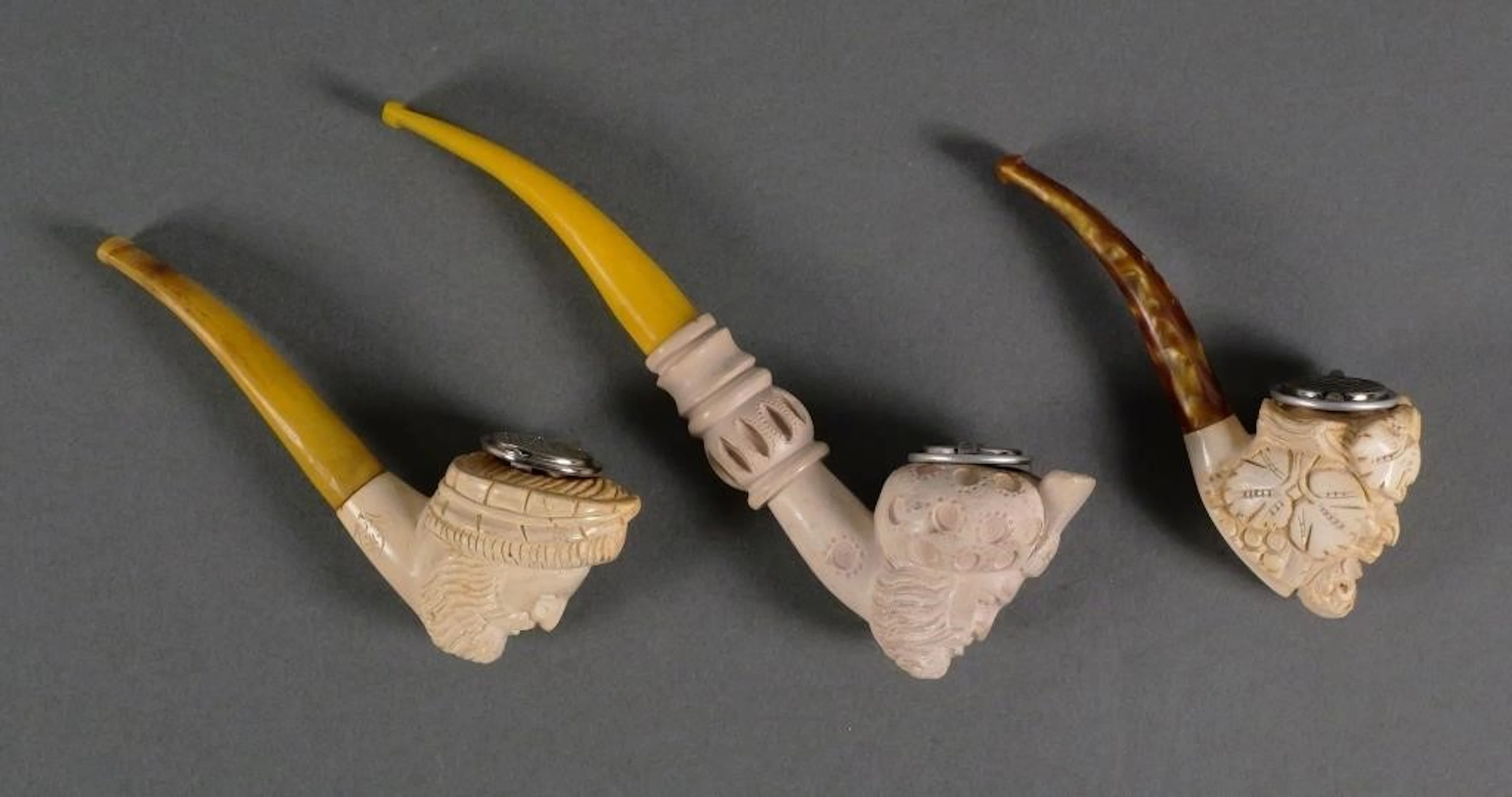 Vintage Hand-Carved Meerschaum Smoking Pipes
