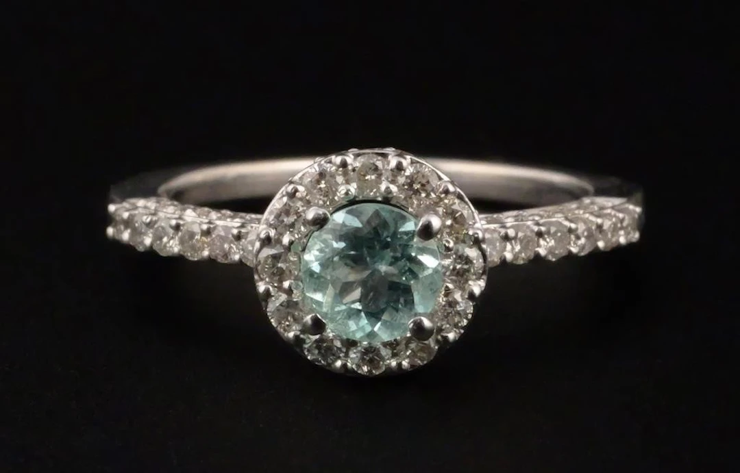 14K Gold Paraiba Tourmaline Diamond Ring