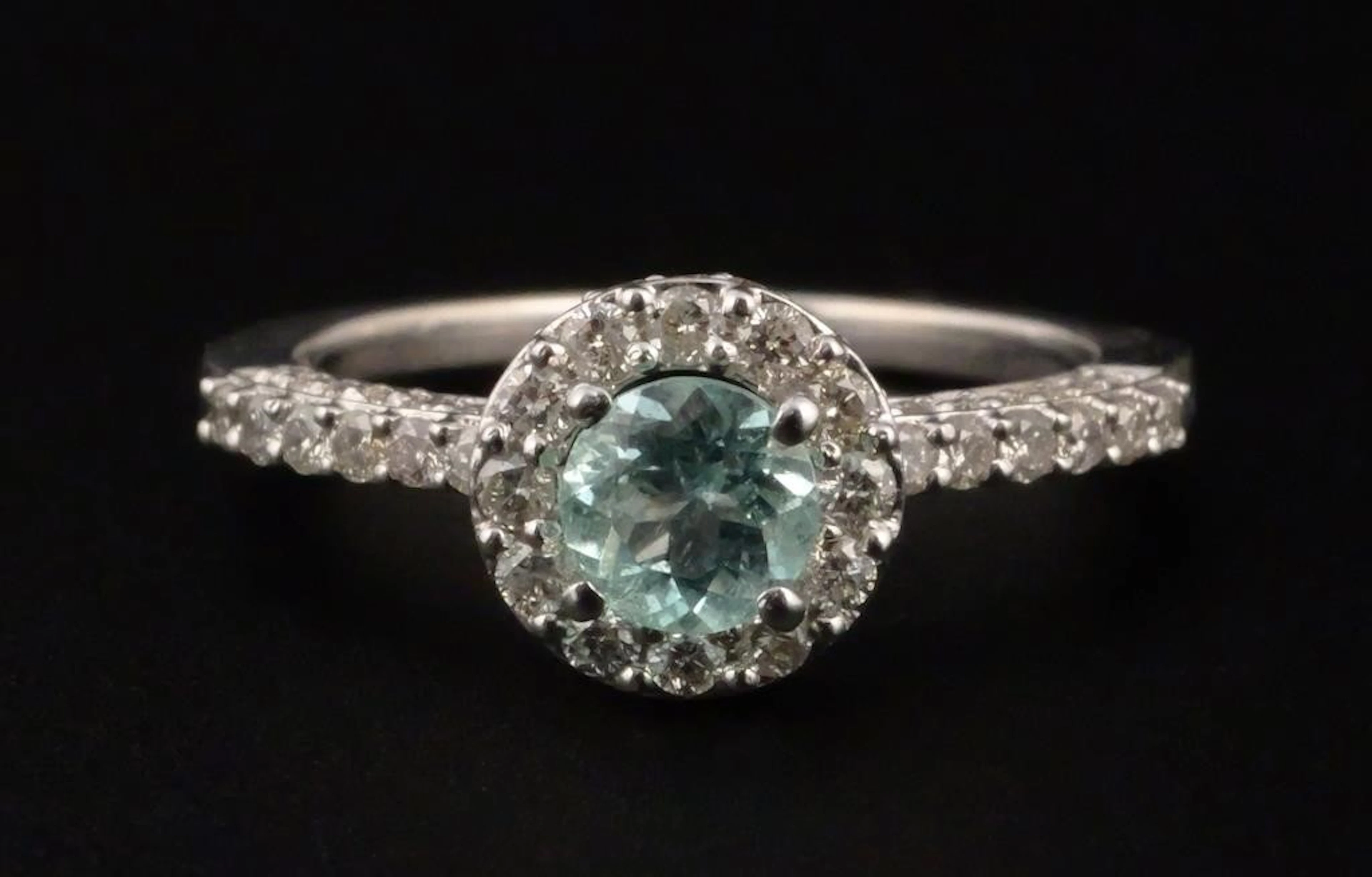 14K Gold Paraiba Tourmaline Diamond Ring