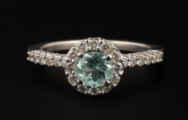 14K Gold Paraiba Tourmaline Diamond Ring