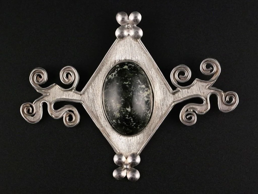 Indigenous Silver and Serpentinite Pendant