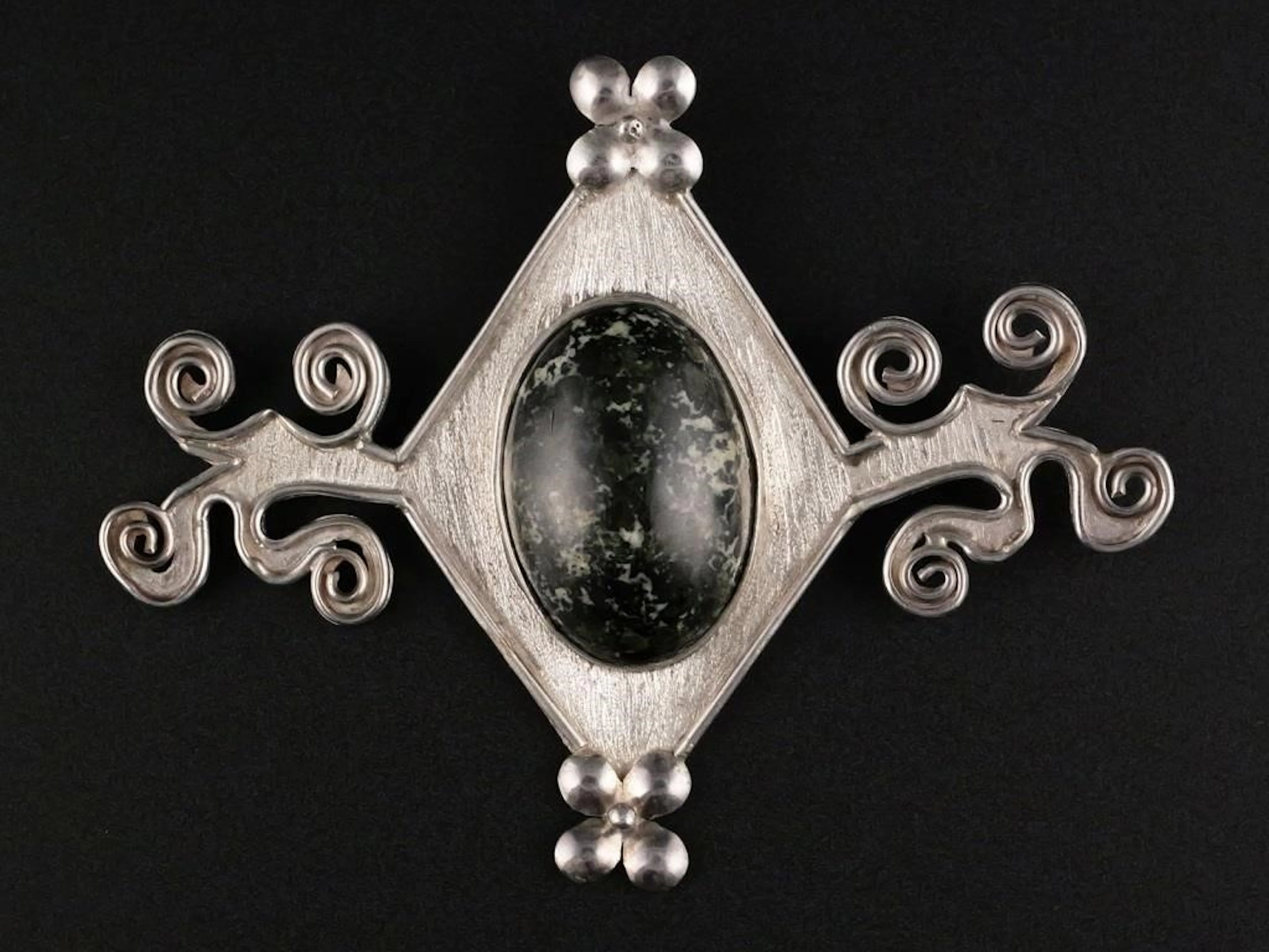 Indigenous Silver and Serpentinite Pendant
