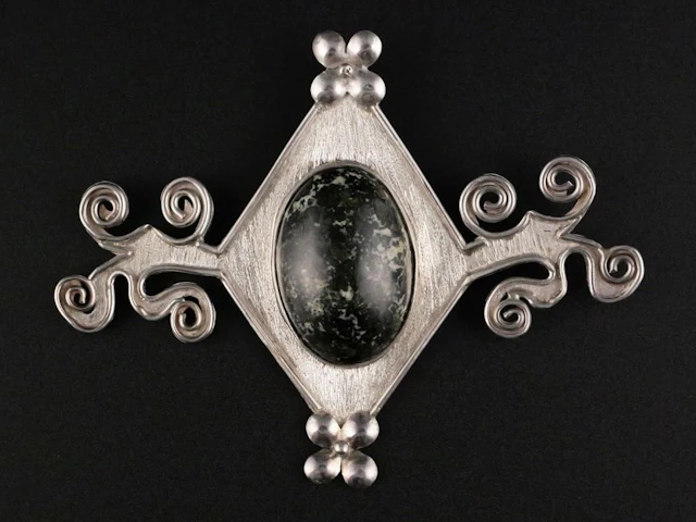 Indigenous Silver and Serpentinite Pendant
