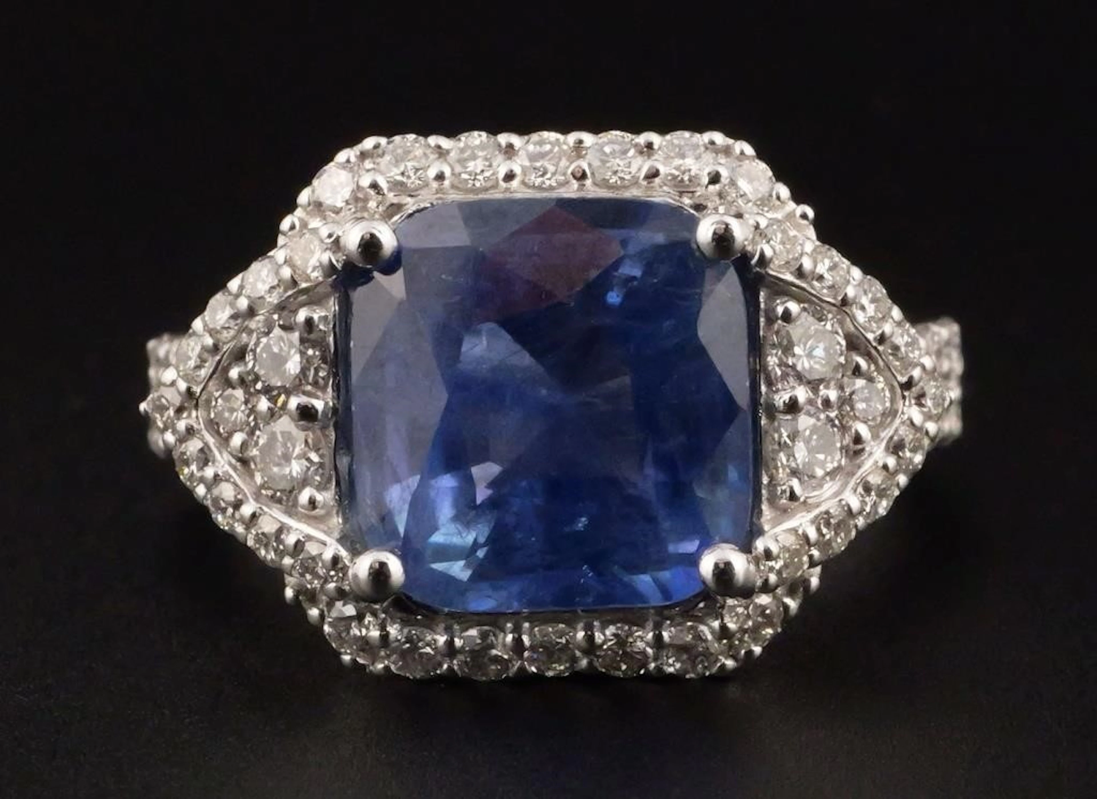 Platinum Sapphire and Diamond Ring