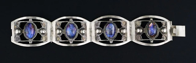 Mexican Sterling Dichroic Glass Panel Bracelet