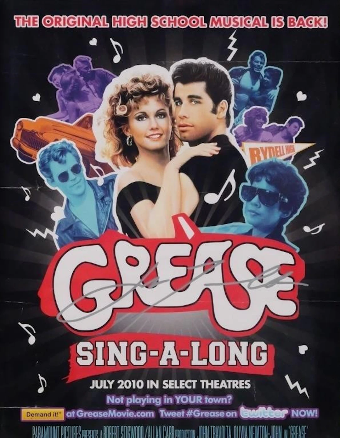 John Travolta Signed 2010 Grease Movie Poster