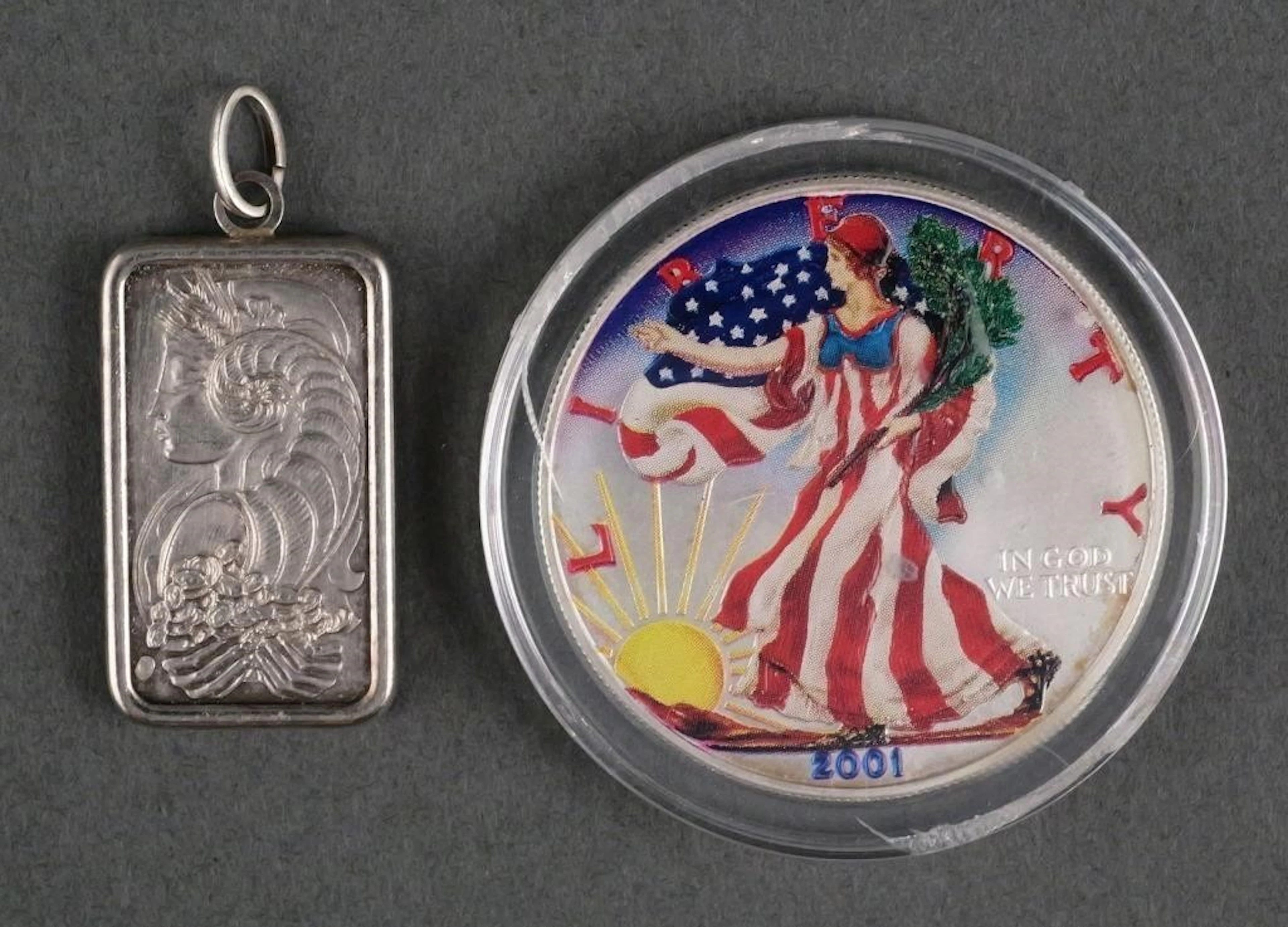 Silver Eagle Dollar and 1/2 Ounce Silver Bar