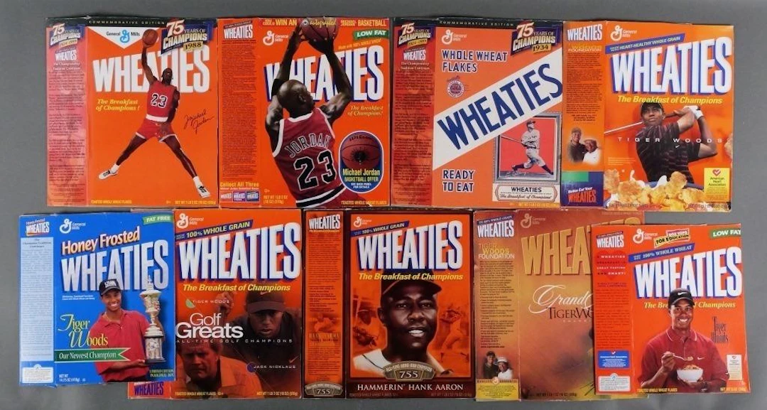 (9) Vintage Wheaties Sports Cereal Boxes