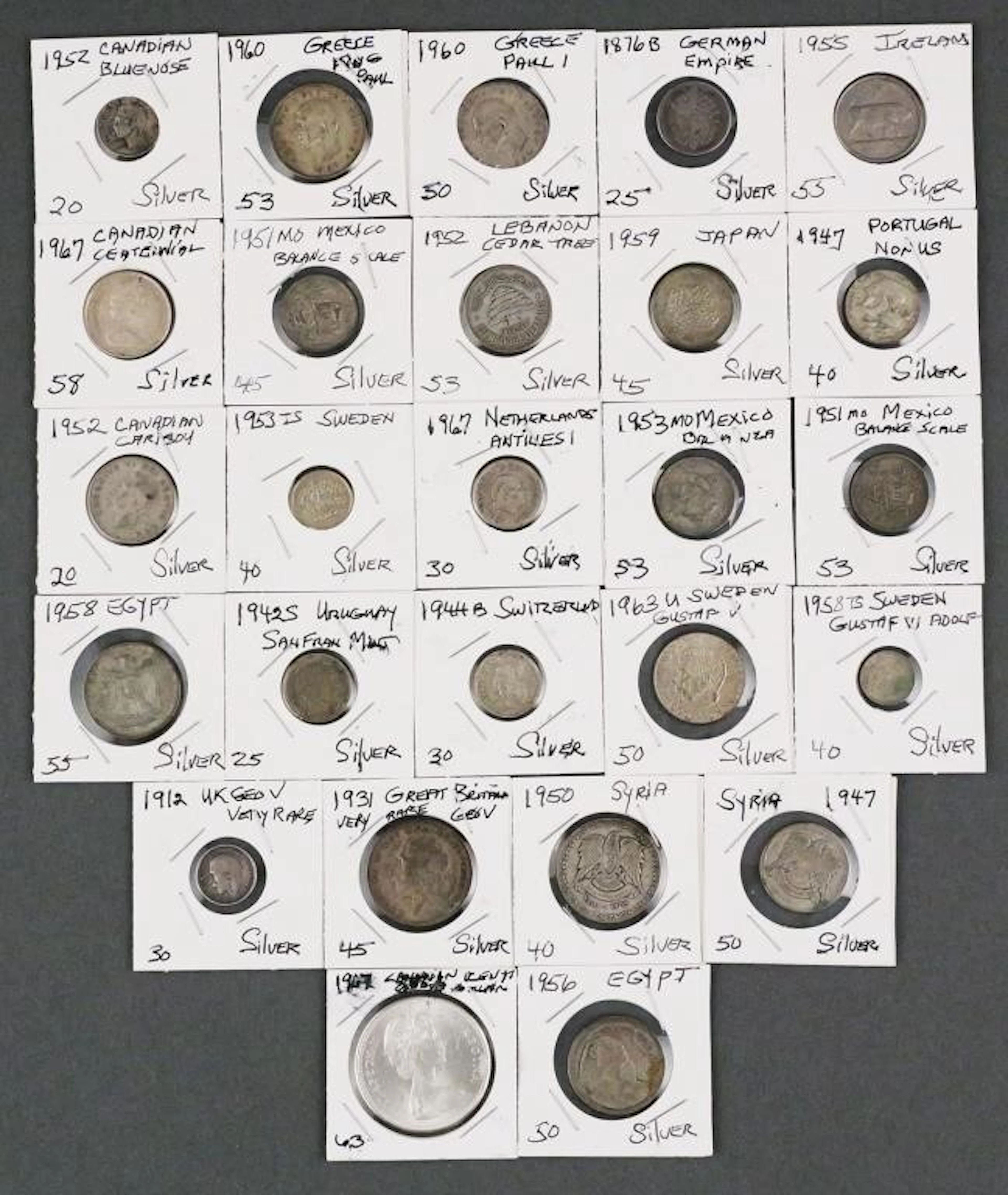 (26) Vintage Silver International Coins