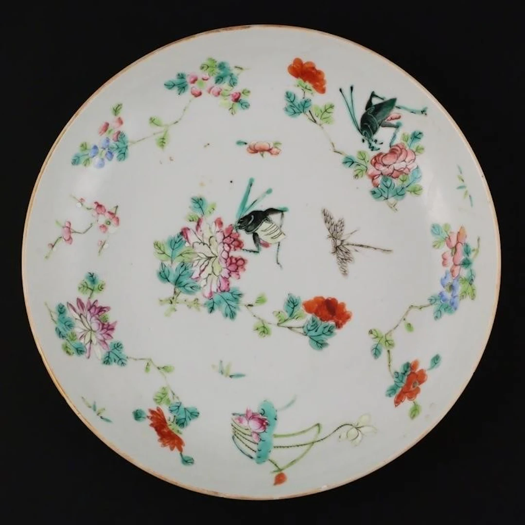 Antique Chinese Porcelain Painted Celadon Plate
