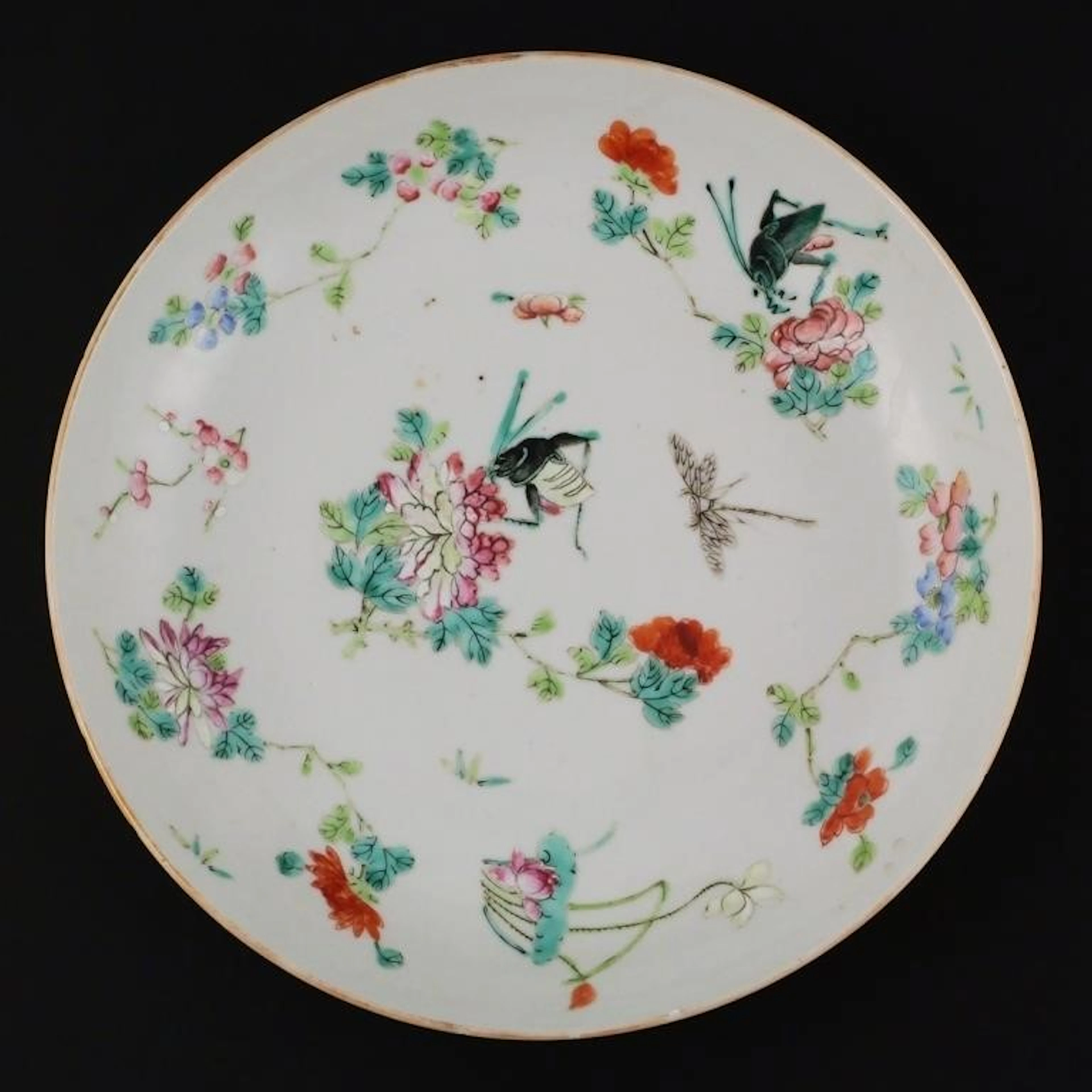 Antique Chinese Porcelain Painted Celadon Plate