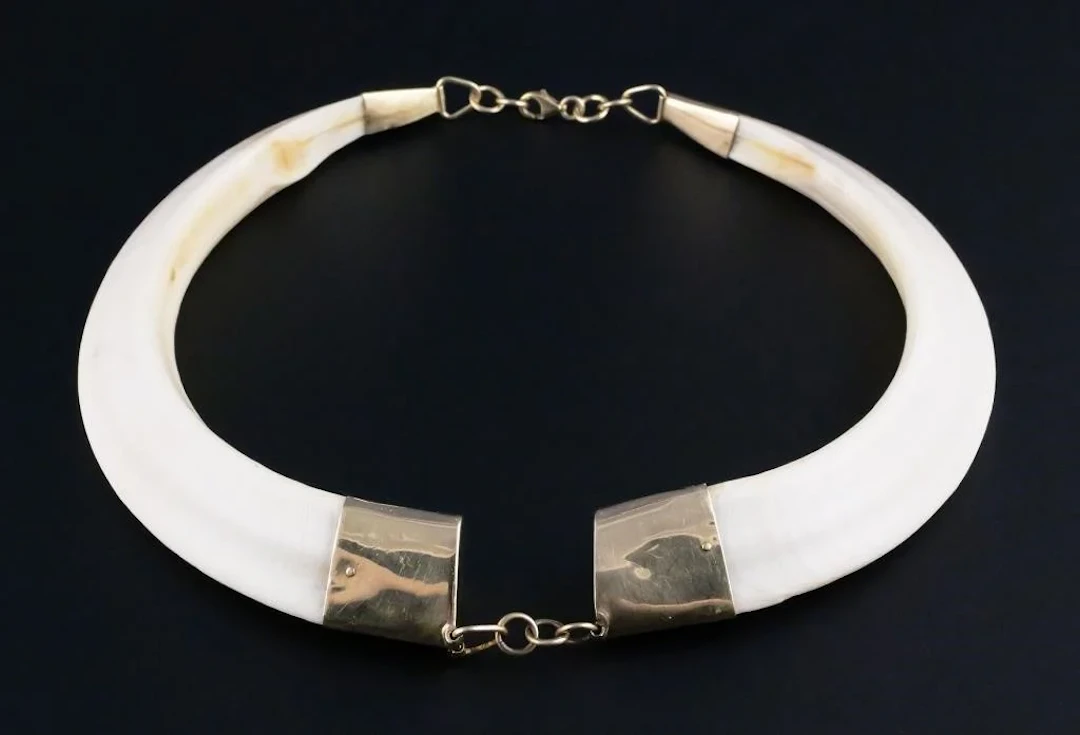 10KT Warthog Wild Boar Tusk Necklace Choker