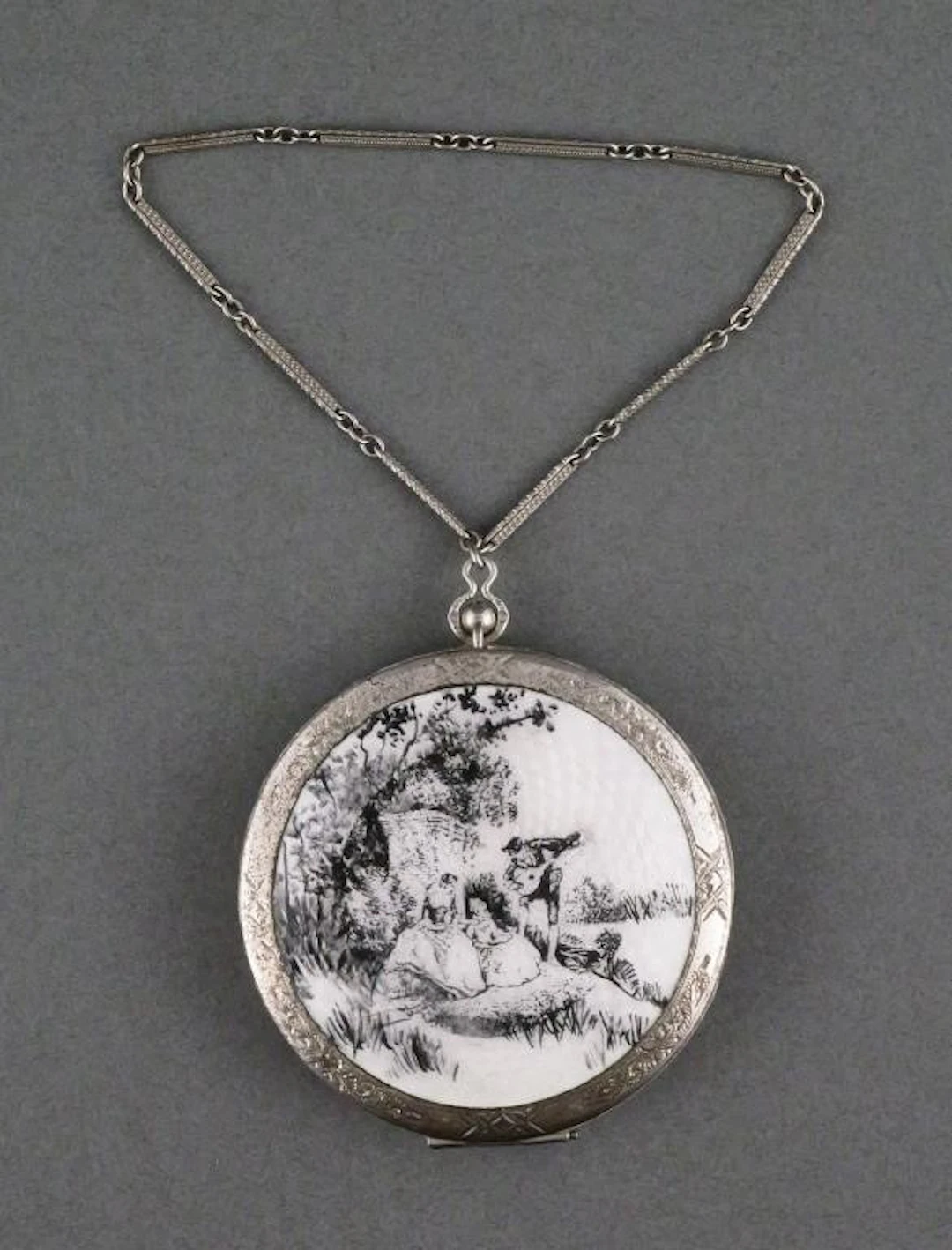Art Deco Minaudiere Guilloche Scene