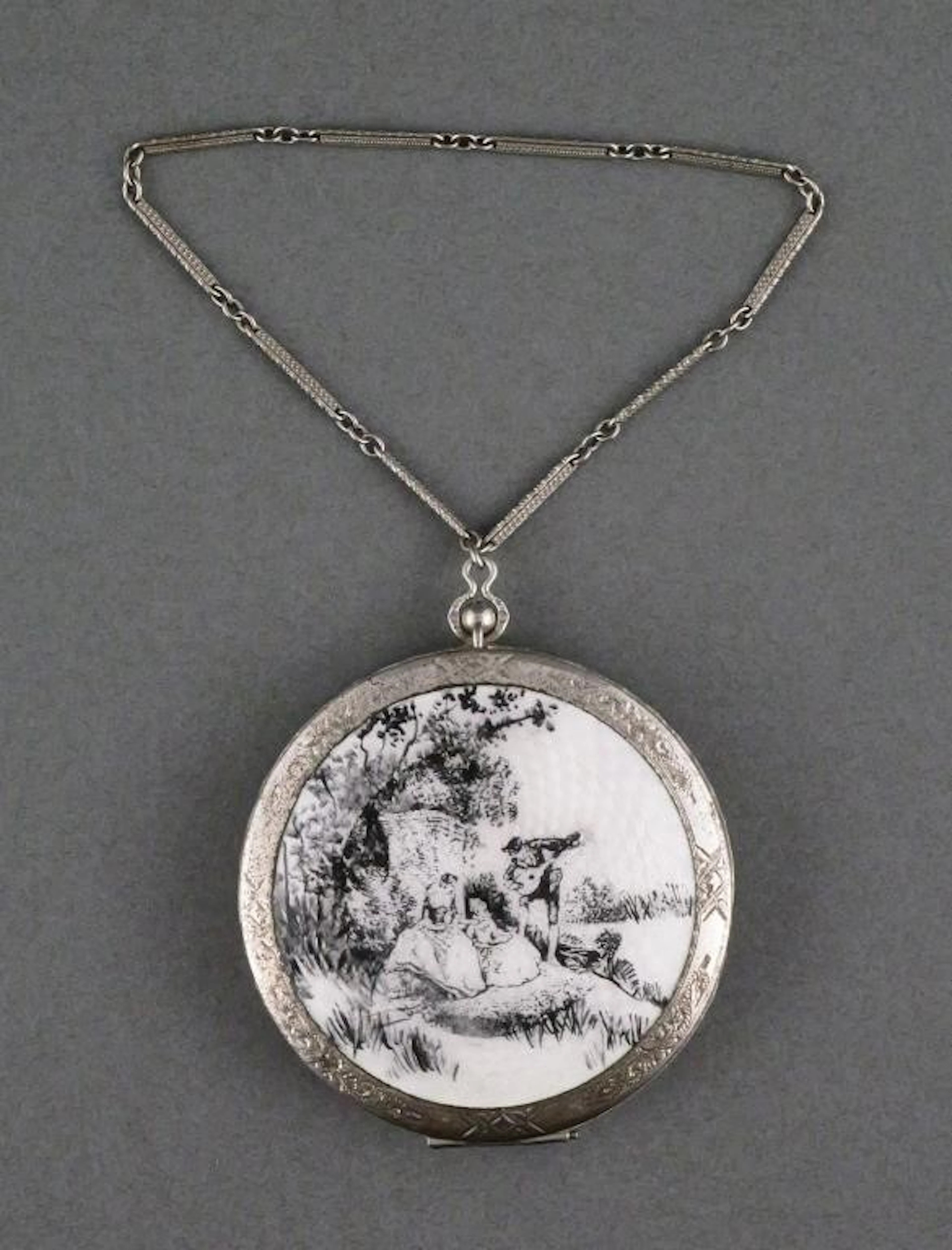 Art Deco Minaudiere Guilloche Scene