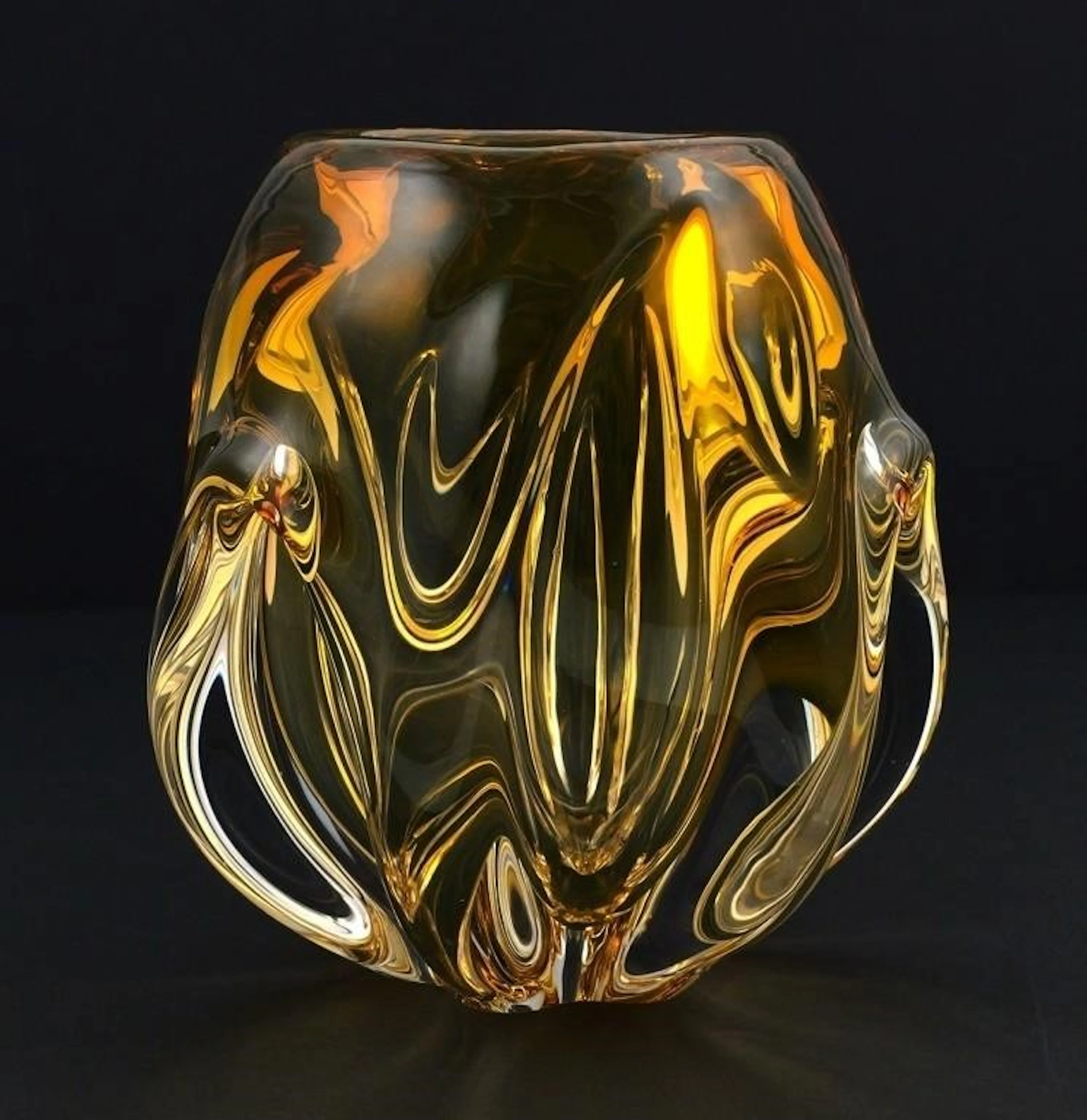MCM Murano Style Amber Art Glass Vase