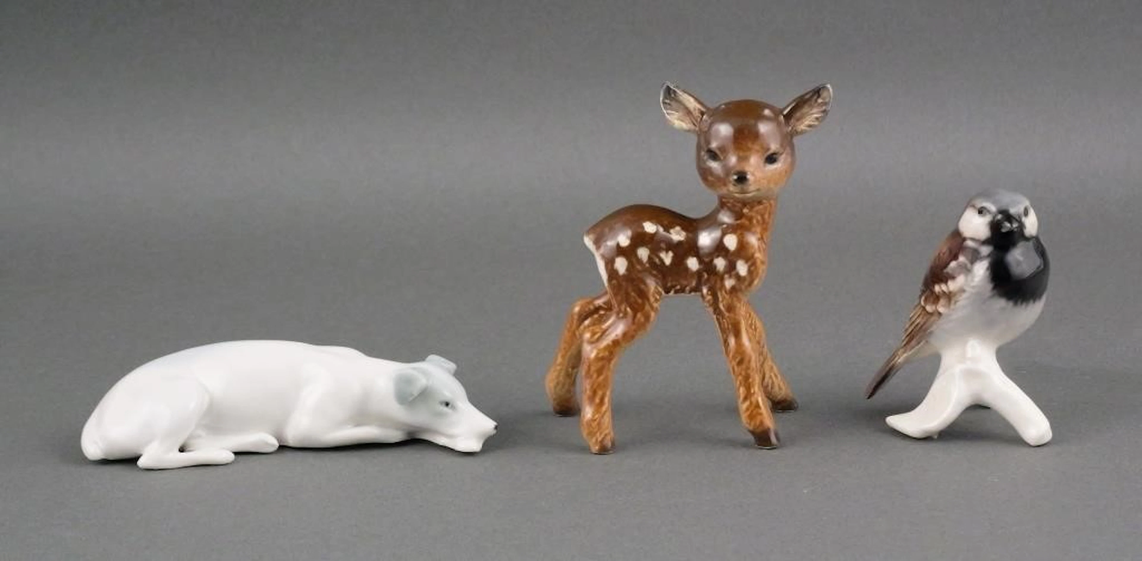 (3) Vintage German Porcelain Animal Figurines