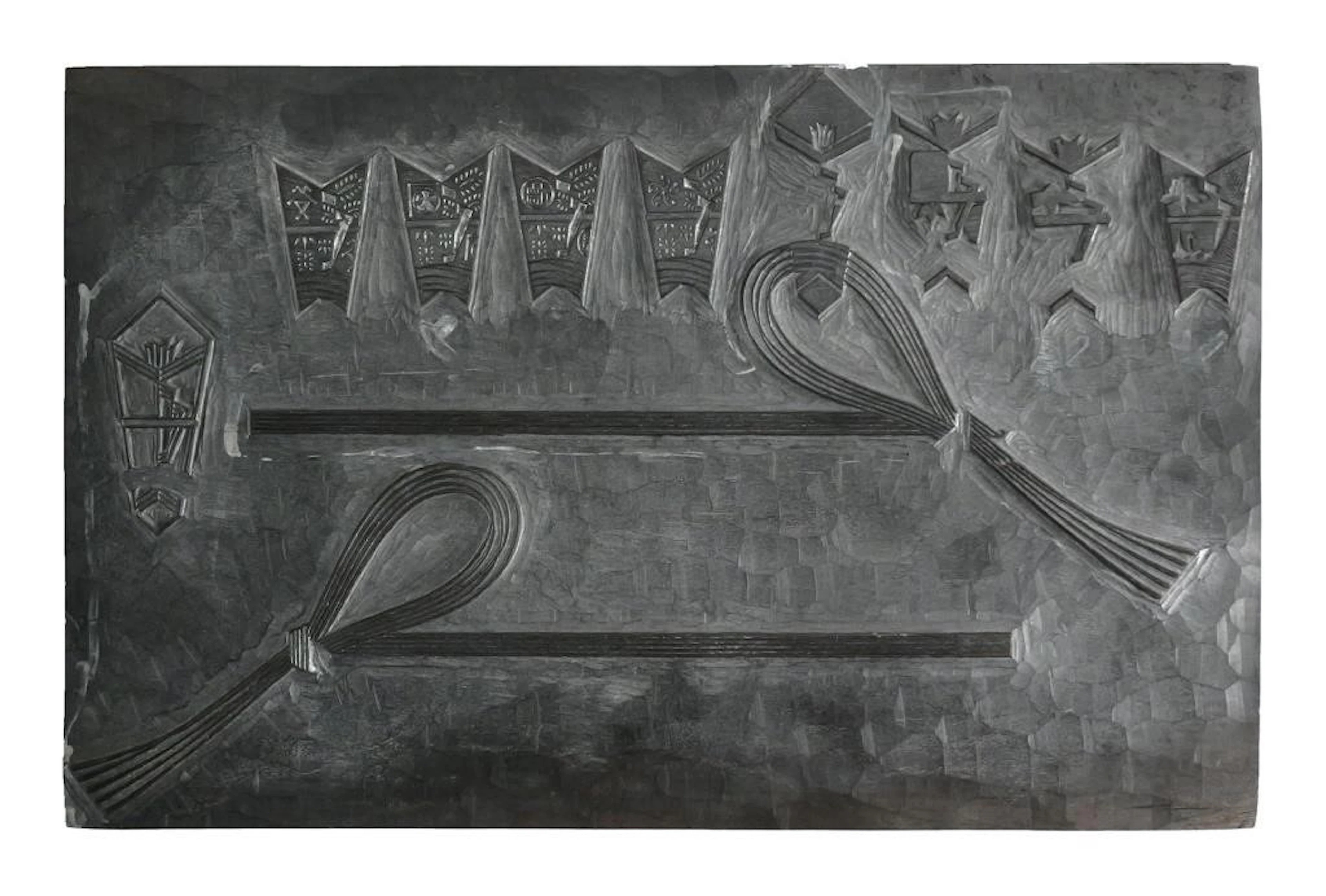 Antique Japanese Kamon Printing Woodblock