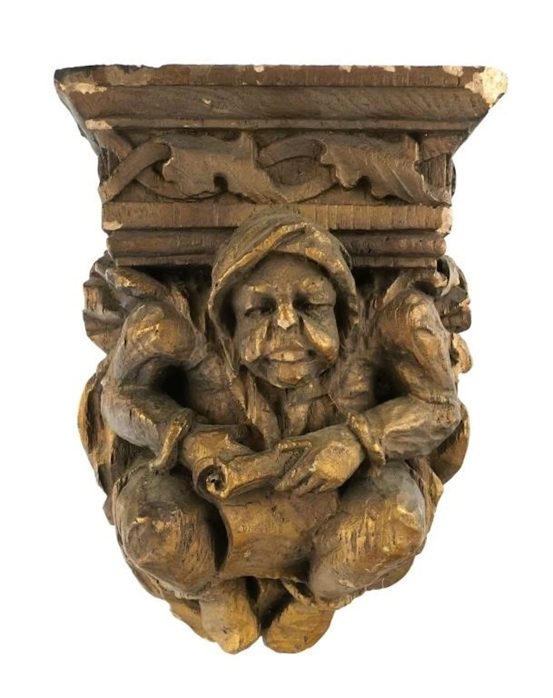 Gothic Revival Carved Corbel Wall Shelf Sconce