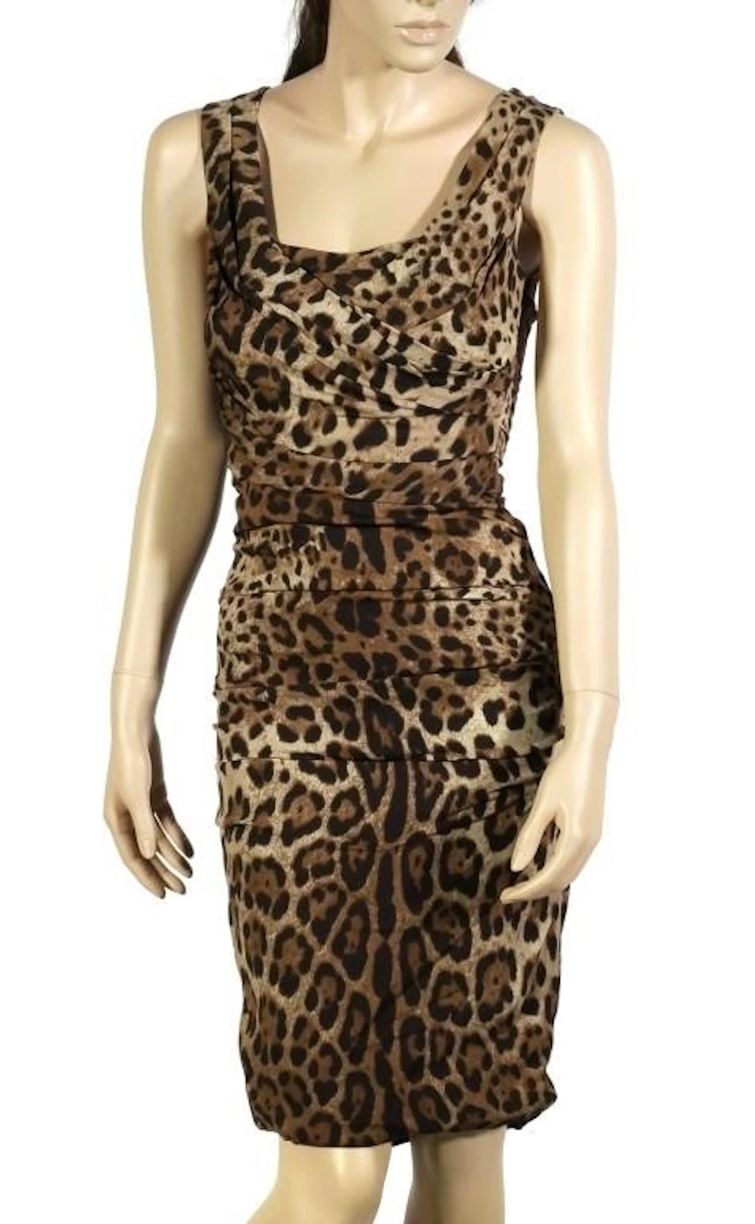 Dolce & Gabbana Ruched Leopard Dress Sz 40