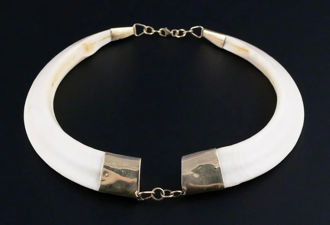 18KT Warthog Wild Boar Tusk Necklace Choker