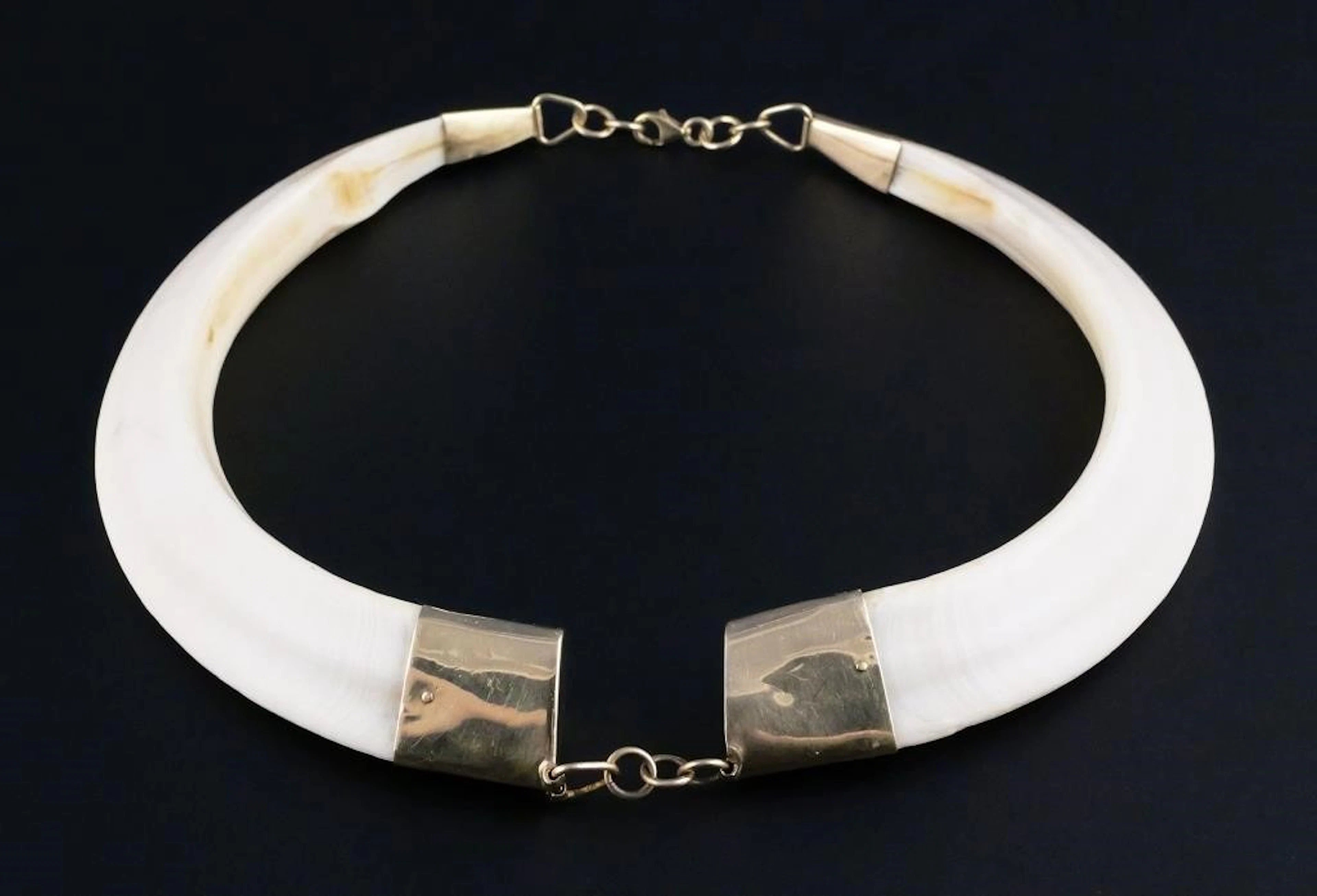18KT Warthog Wild Boar Tusk Necklace Choker