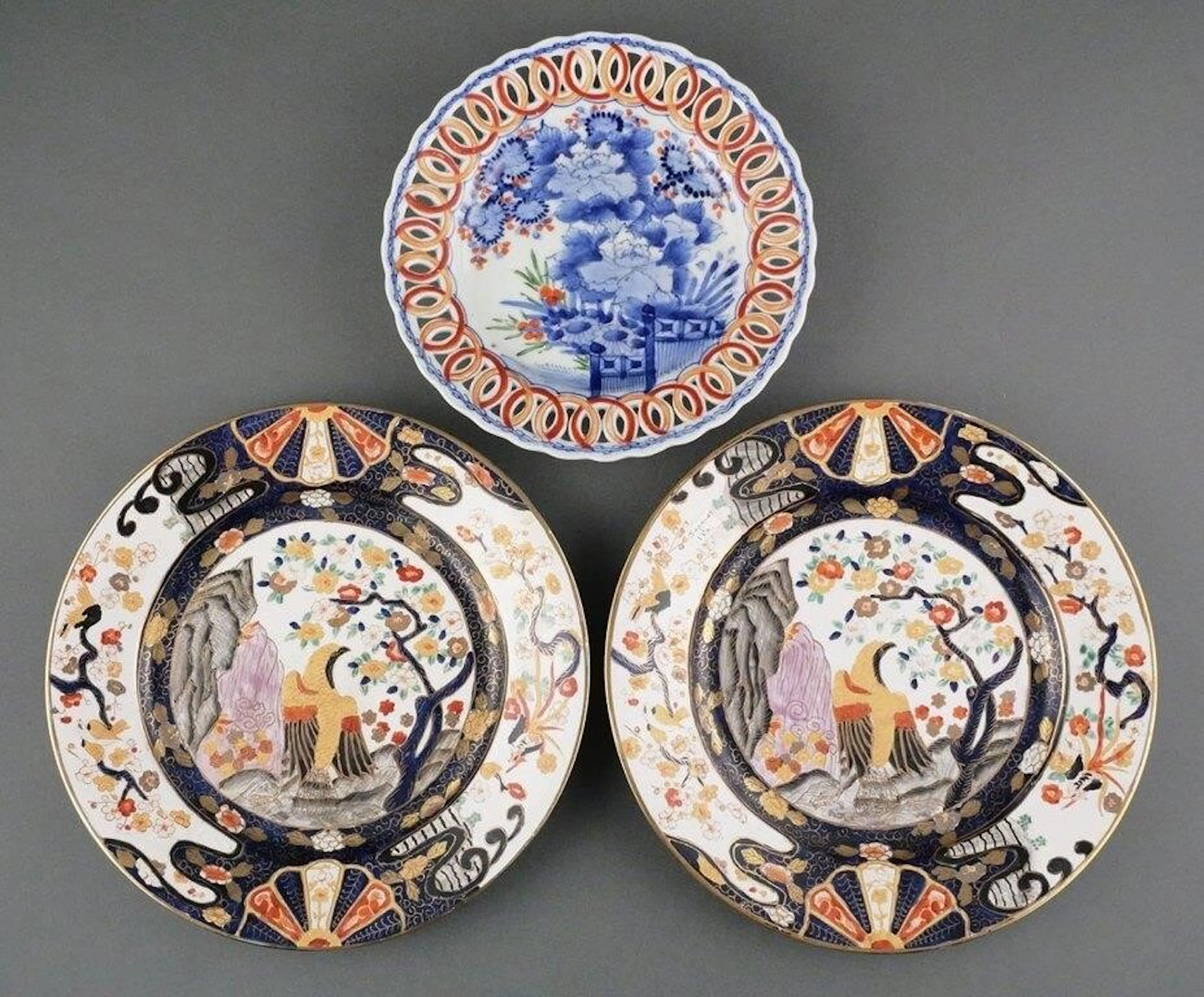 (3) Vintage Japanese Imari Porcelain Chargers