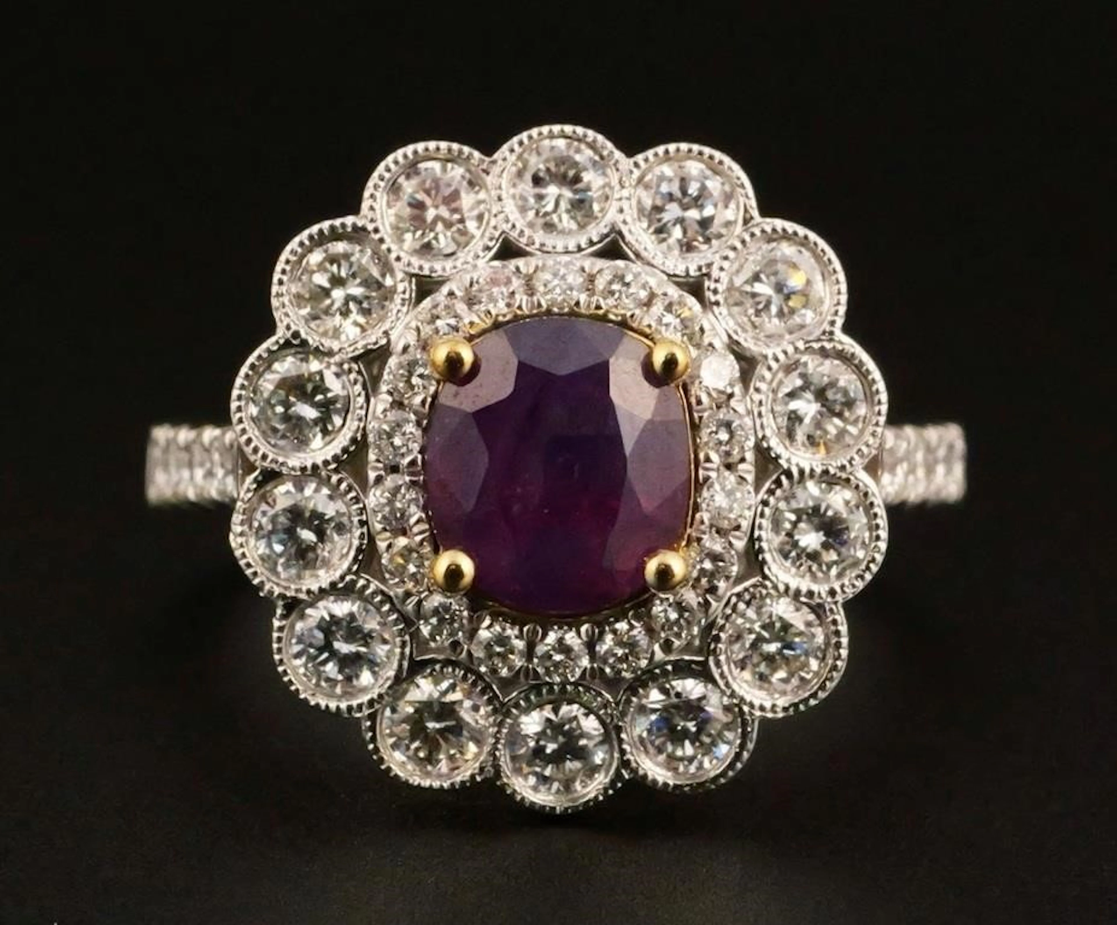 18K Gold Kashmir Sapphire Diamond Ring