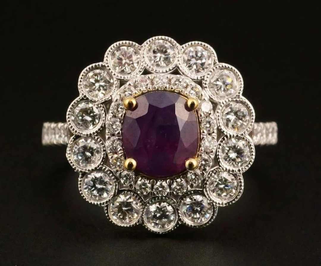 18K Gold Kashmir Sapphire Diamond Ring