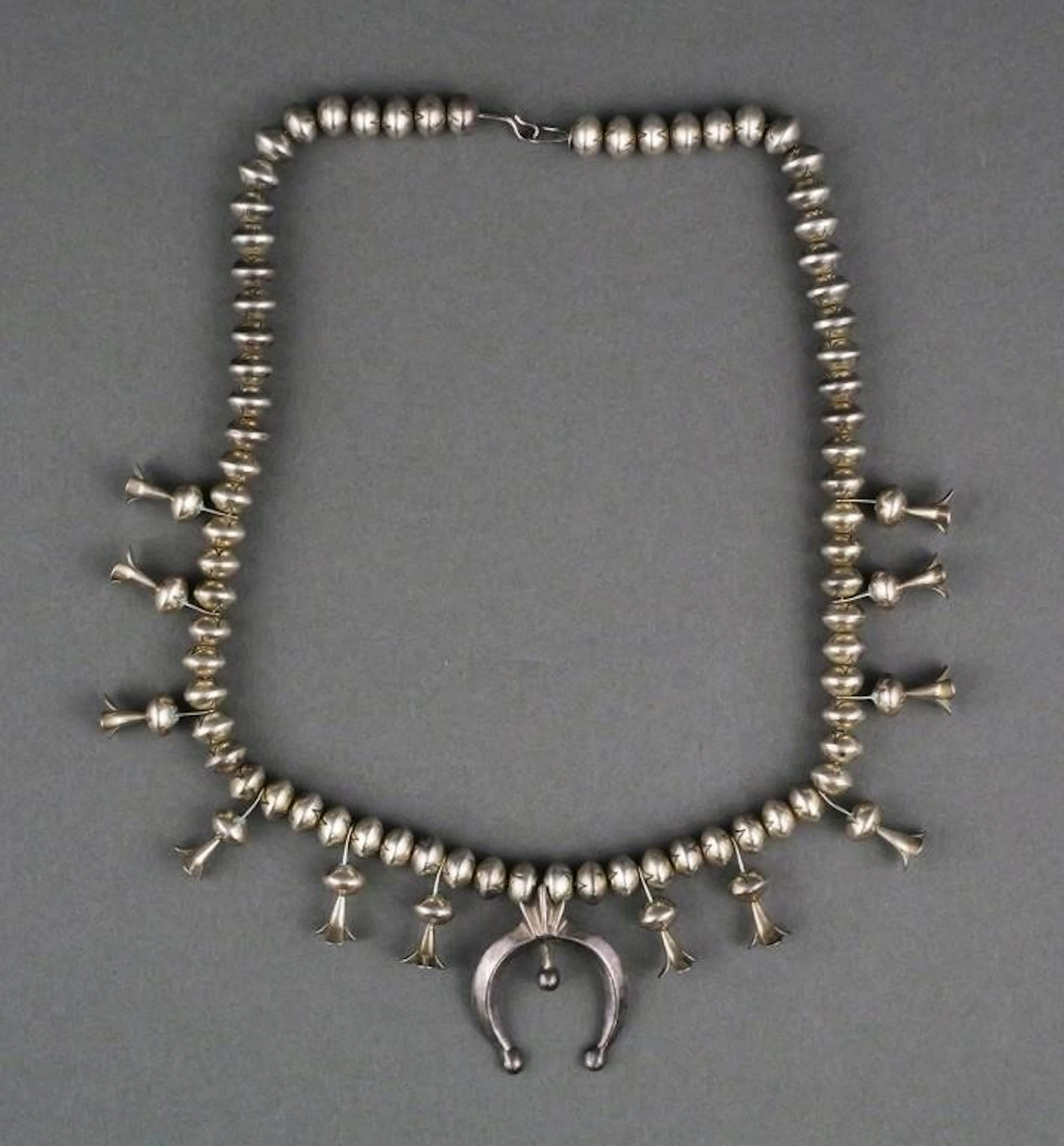 Vintage Navajo Silver Squash Blossom Necklace