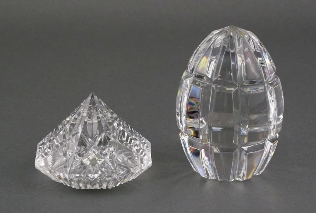 (2) Crystal Diamond and Egg Shaped Pieces