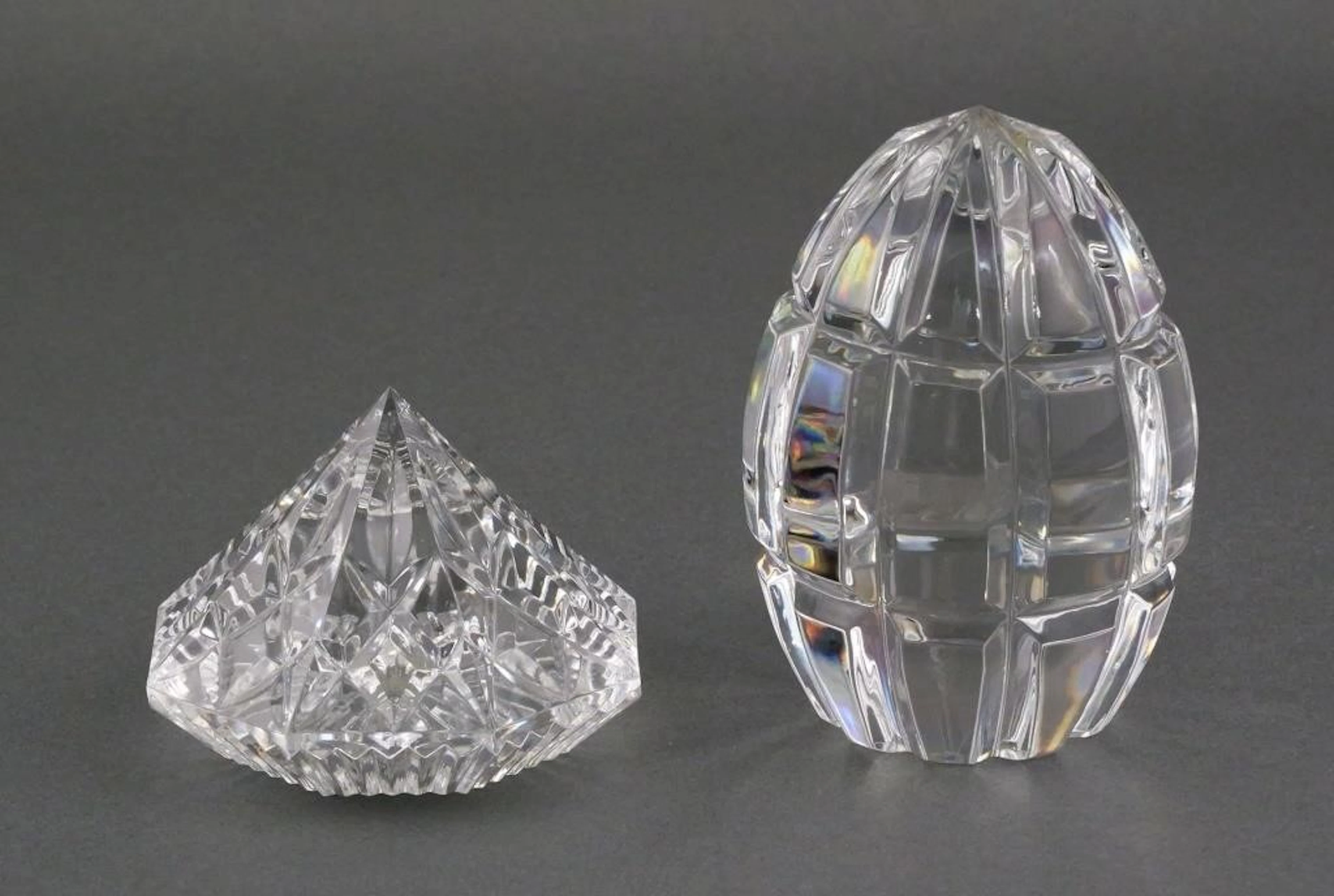 (2) Crystal Diamond and Egg Shaped Pieces