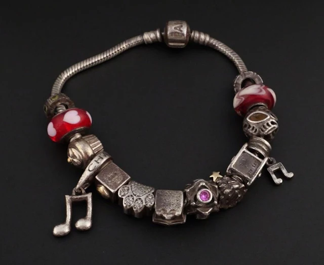 Sterling Silver Pandora Bracelet With Extra Charms