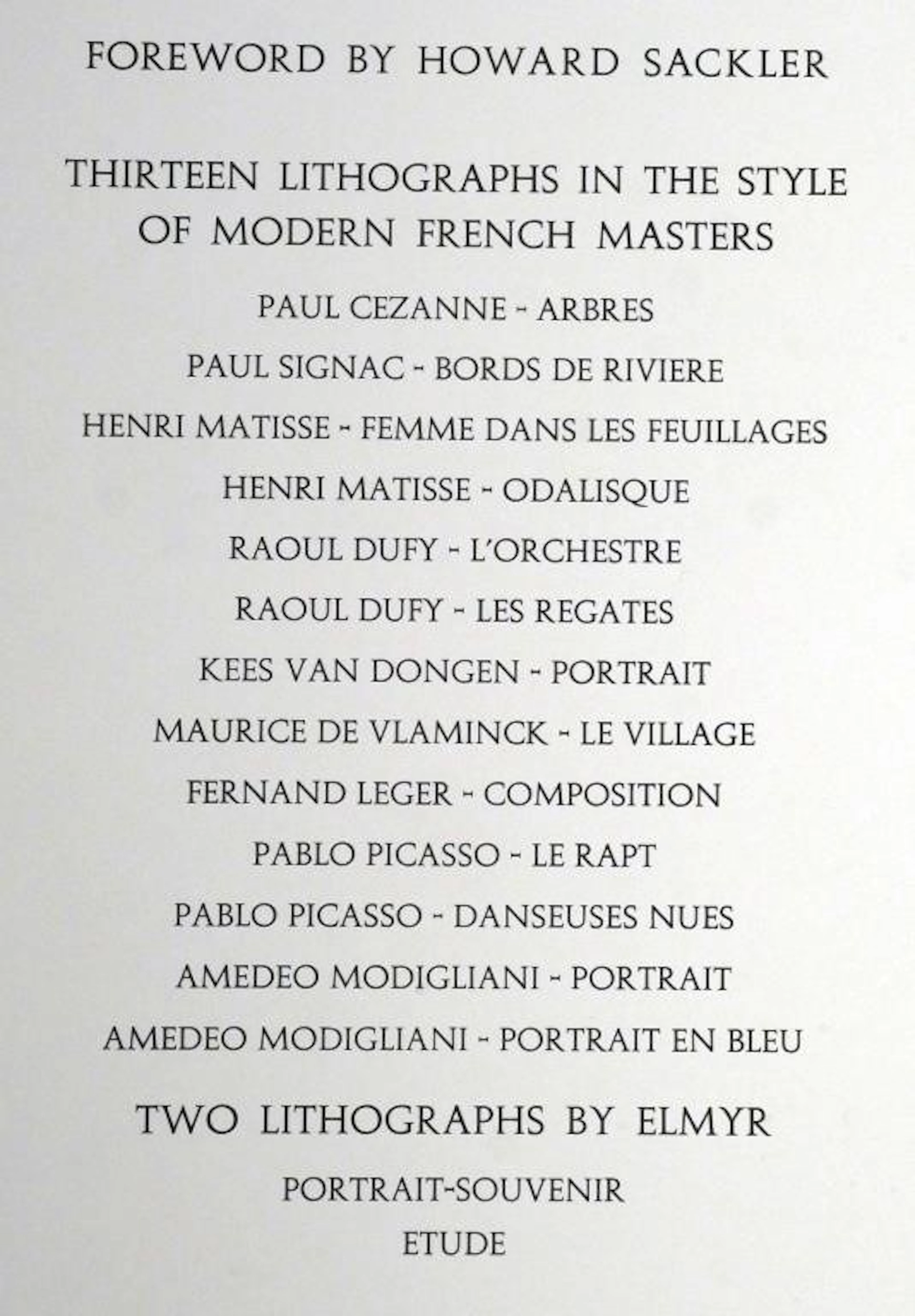 SET ELMYR LITHOGRAPH HOMMAGE SERIES