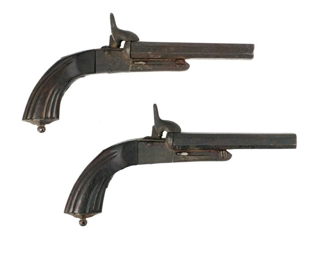 Pair Spanish Double Barrel Percussion Pistols