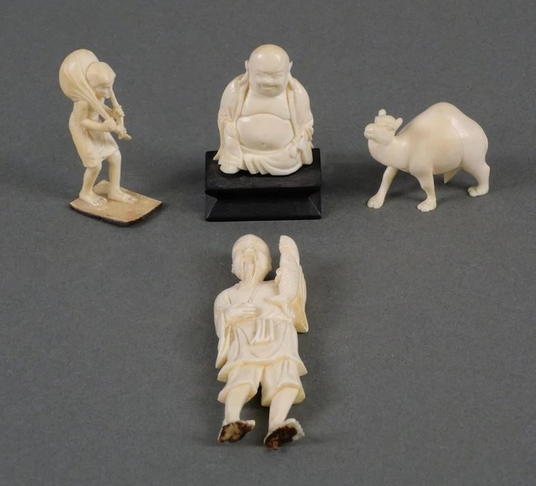 (4) Vintage Carved Ivory Figures
