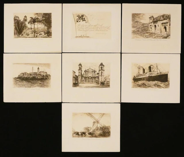 (7) Otto Goetze Caribbean Cruise Etchings