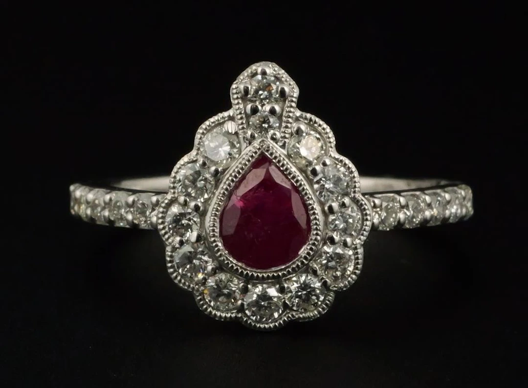 GIA 0.72ct Unheated Ruby Diamond Platinum Ring