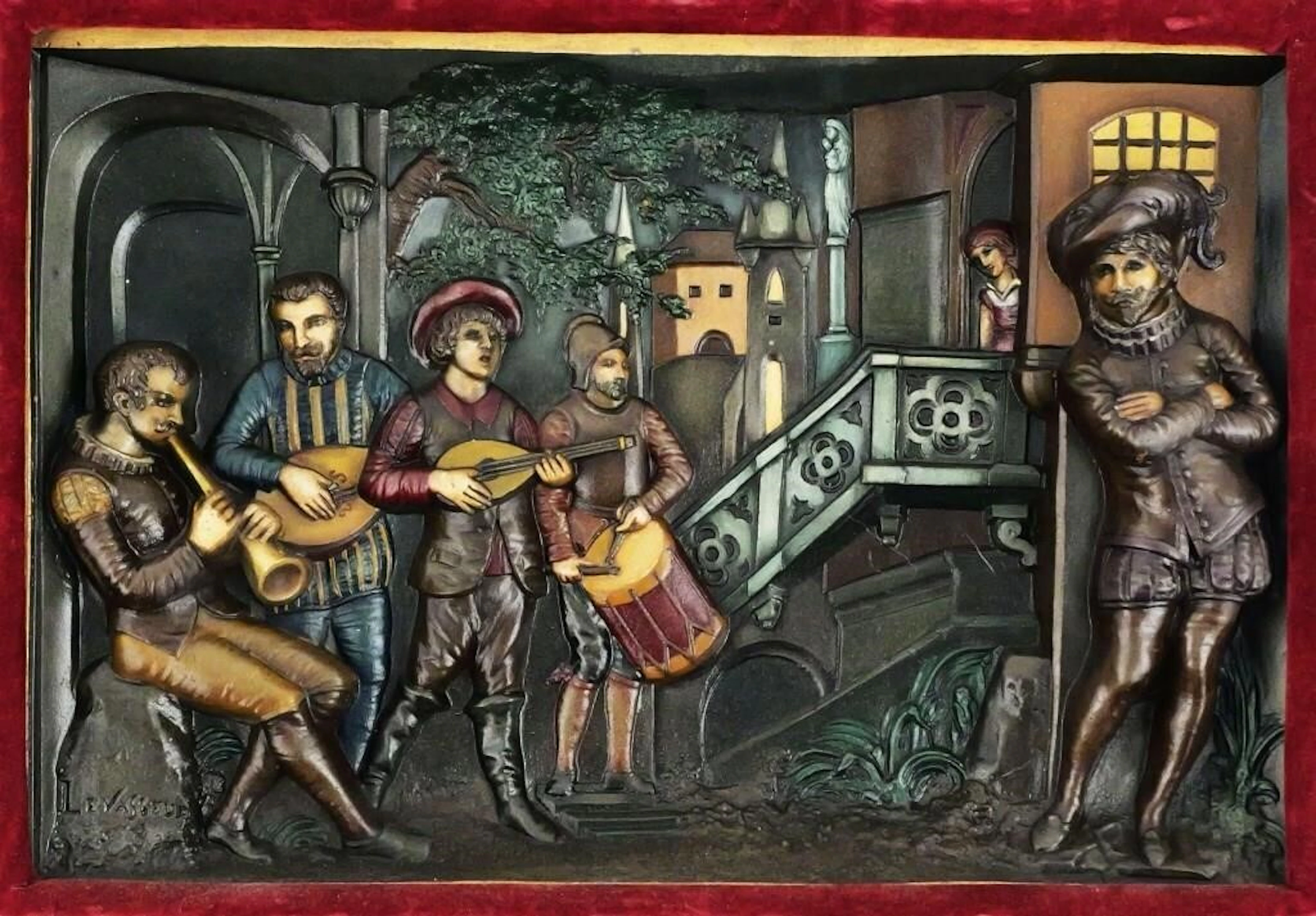 Henri L. Levasseur French Painted Wall Plaque
