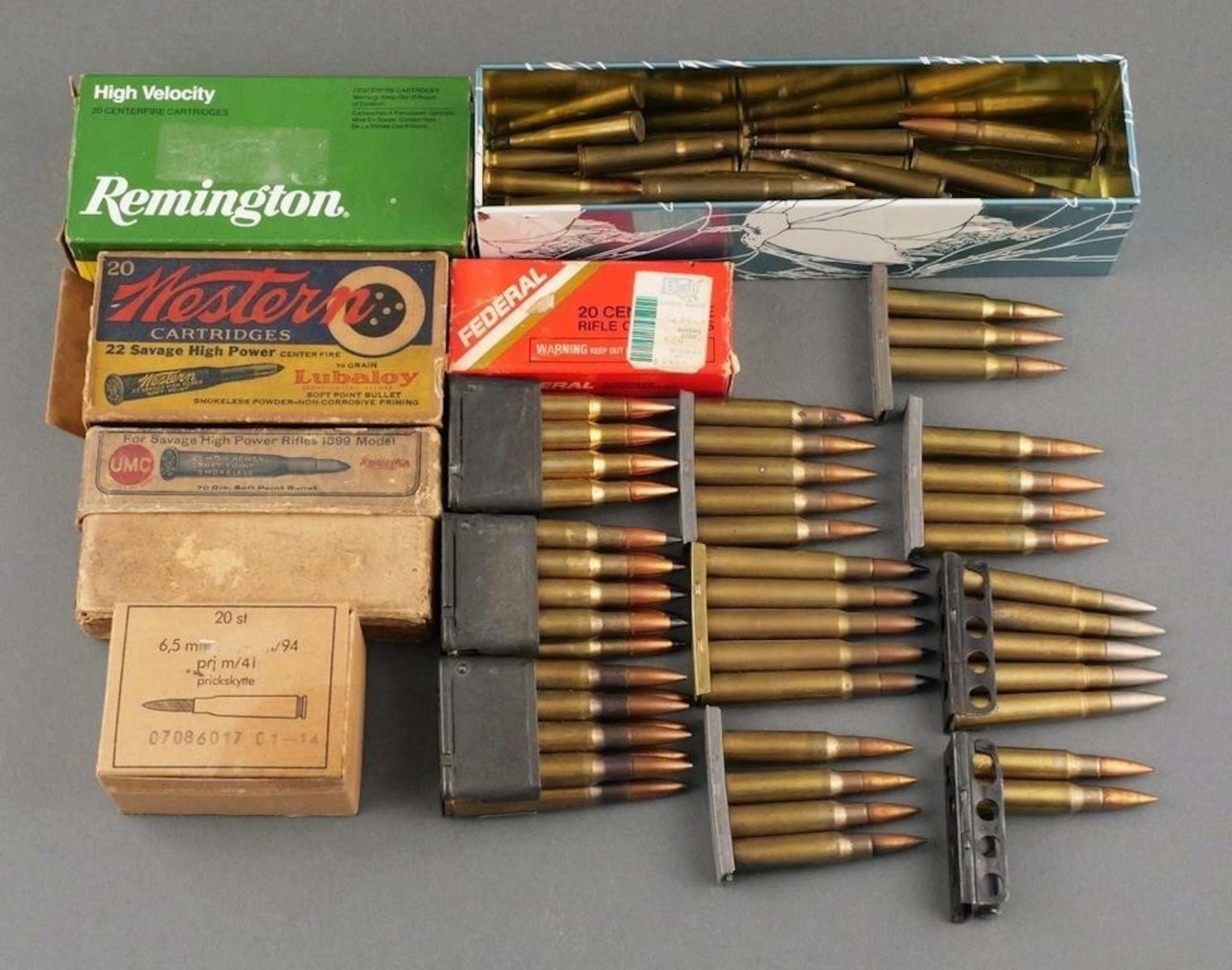 Assorted Vintage Rifle Ammunition & Clips