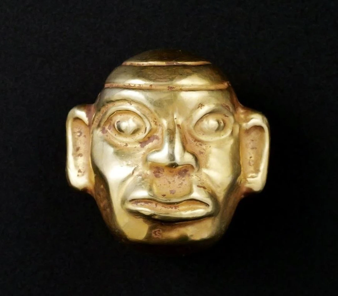 14KT Gold Pre-Columbian Head Bead